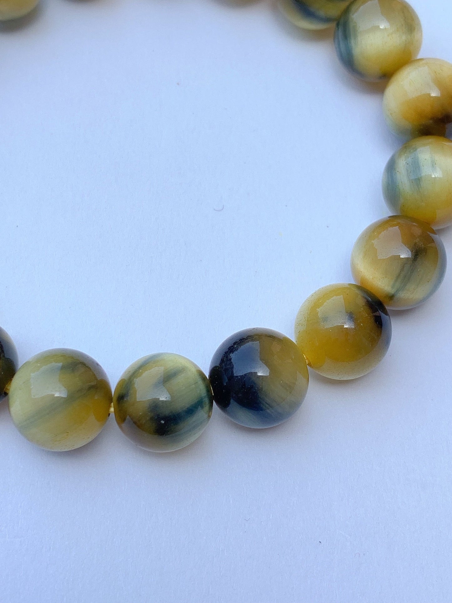 Natural Tiger's Eye Beaded Bracelet: Yellow, Blue, Gold Gemstone (6mm-12mm)