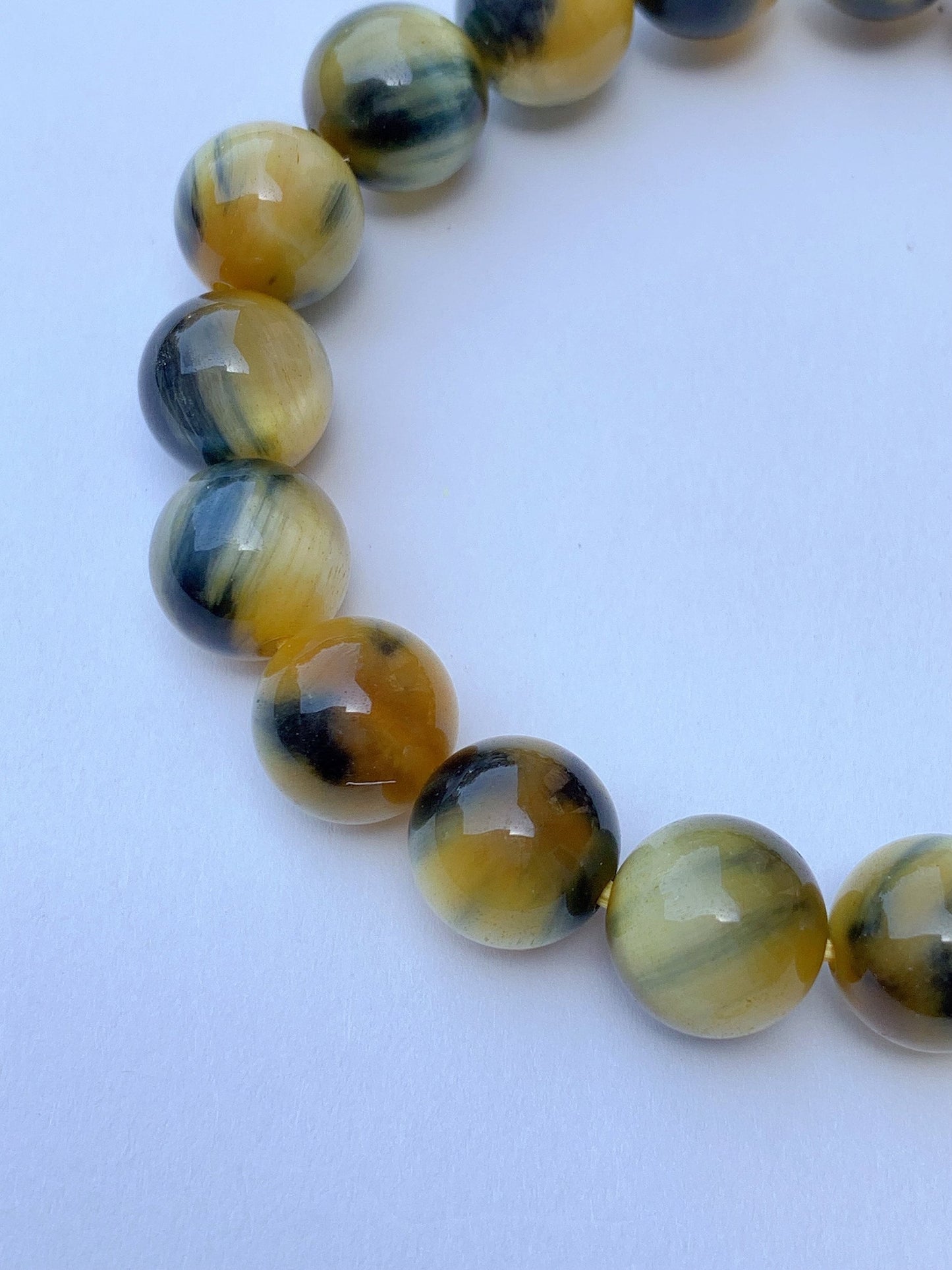 Natural Tiger's Eye Beaded Bracelet: Yellow, Blue, Gold Gemstone (6mm-12mm)