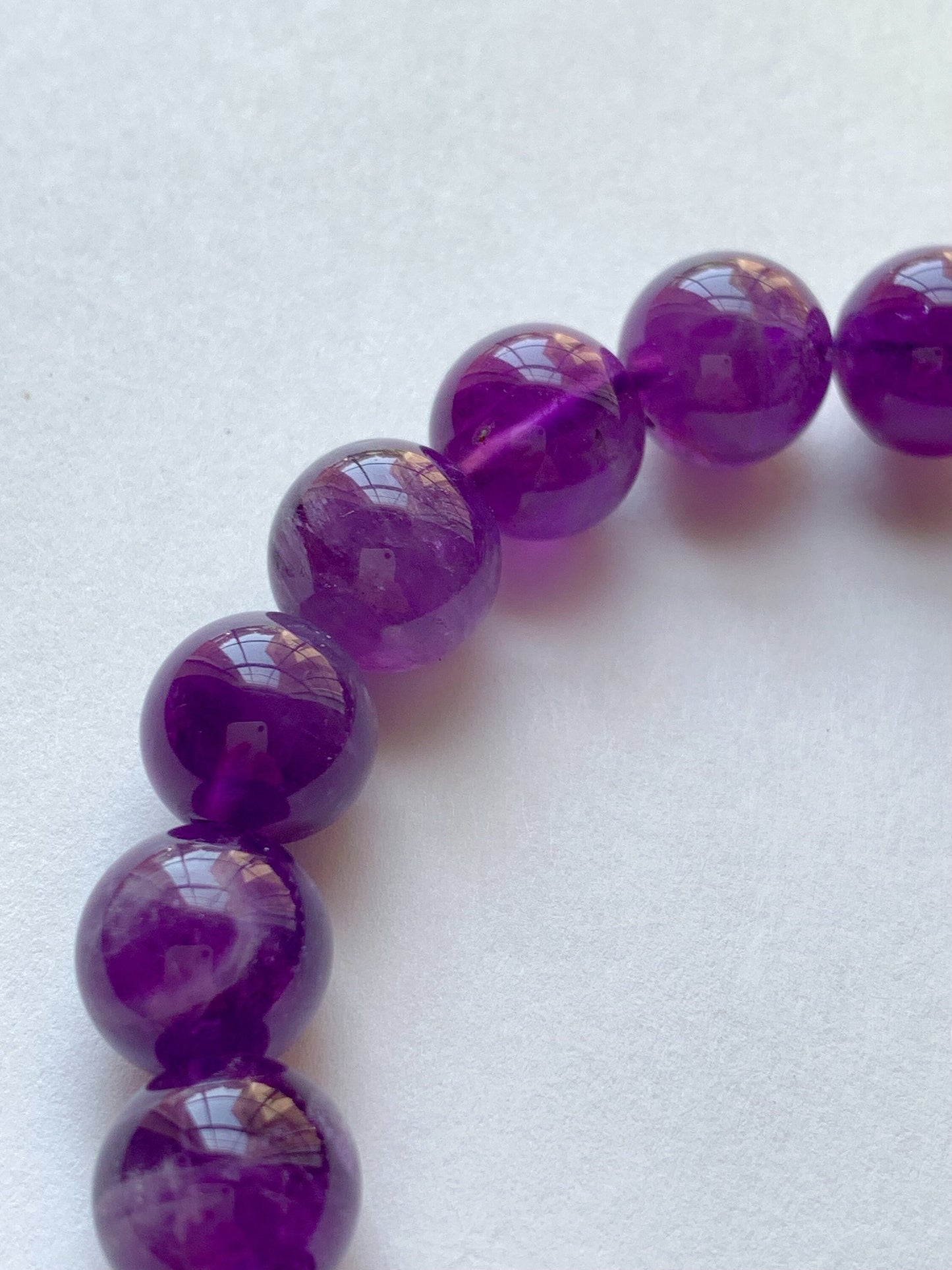 Genuine Natural purple Amethyst Smooth Round Stretch Bracelet 12mm
