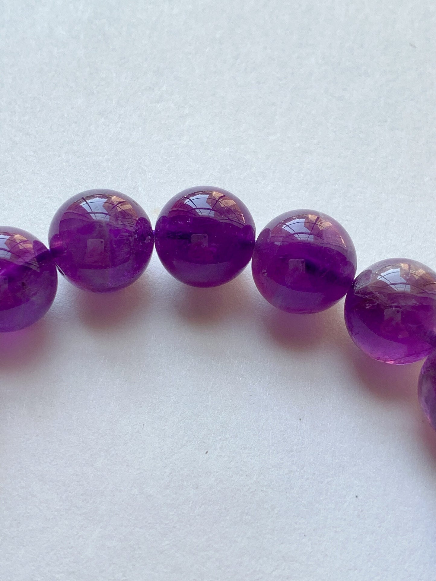 Genuine Natural purple Amethyst Smooth Round Stretch Bracelet 12mm