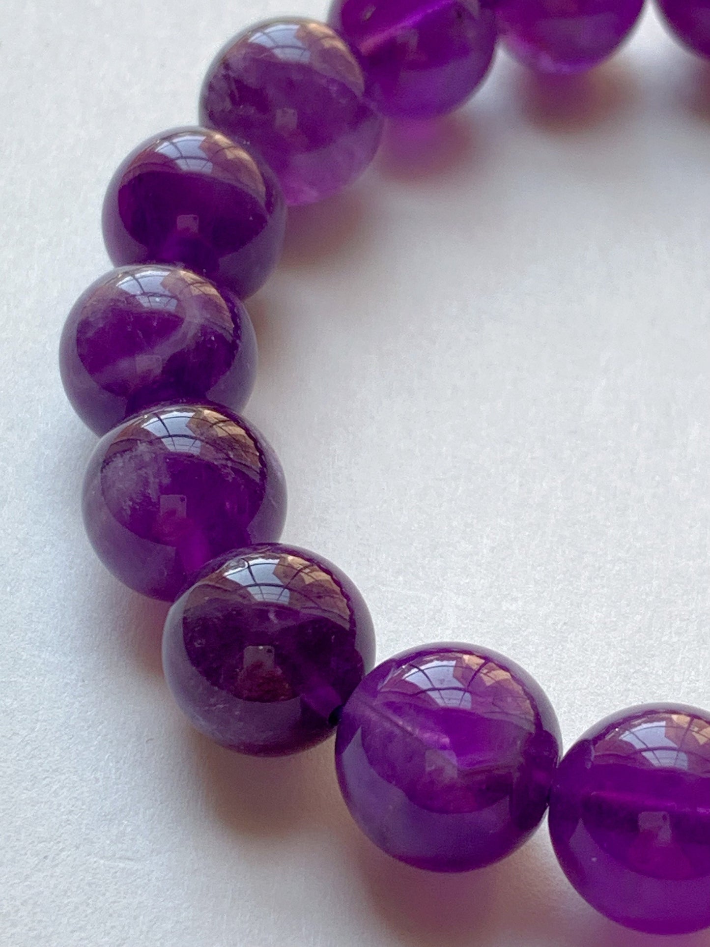 Genuine Natural purple Amethyst Smooth Round Stretch Bracelet 12mm
