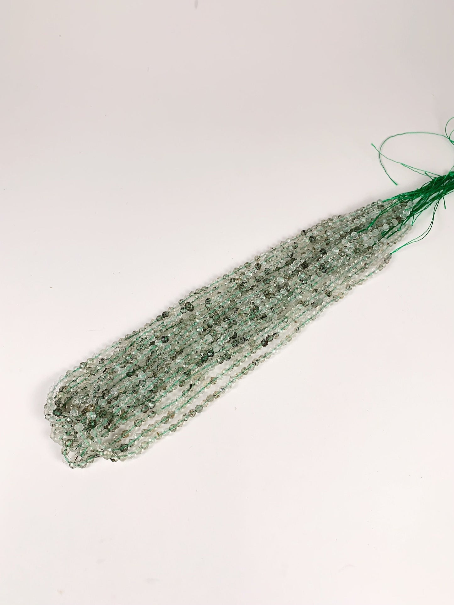 Genuine Natural Green Tourmaline Rutilated Quartz Faceted Round Beads 15.5" Strand 2mm 3mm 4mm