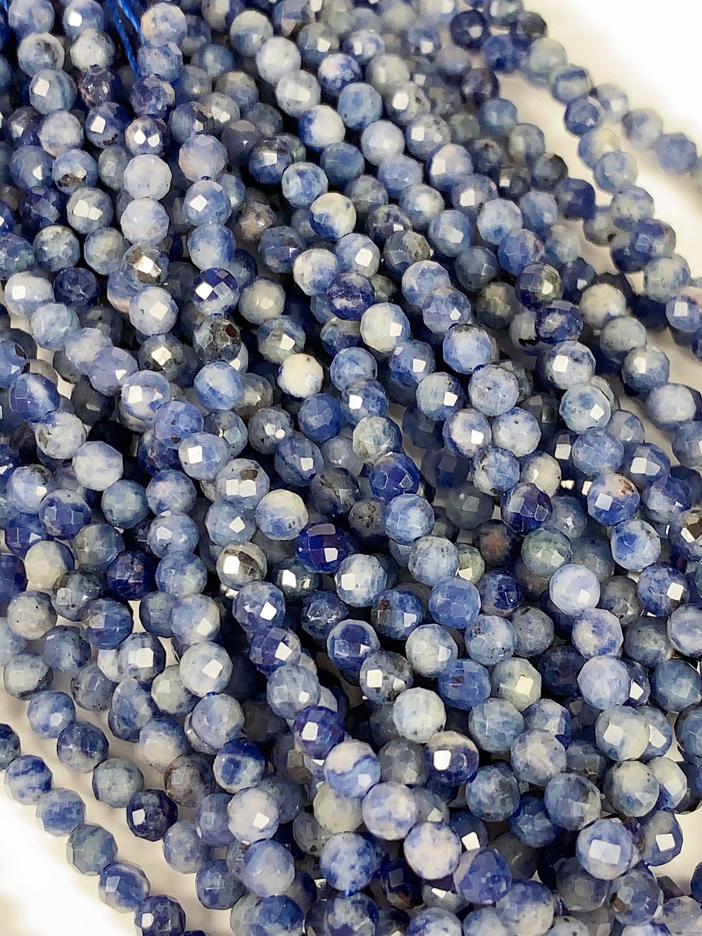 Genuine Natural Blue Spot Jasper Faceted Round Beads 15.5" Strand 2mm 3mm 4mm
