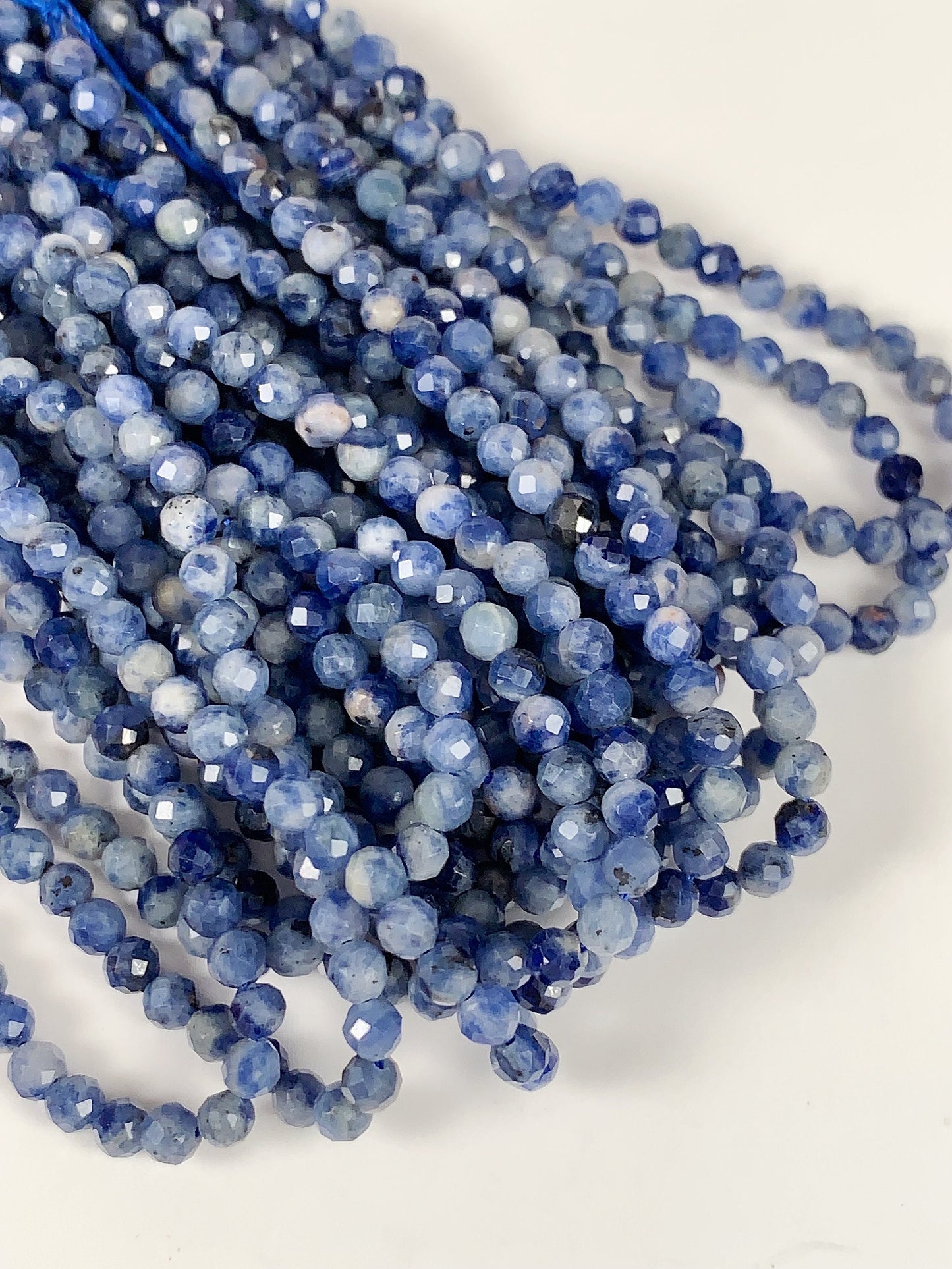 Genuine Natural Blue Spot Jasper Faceted Round Beads 15.5" Strand 2mm 3mm 4mm
