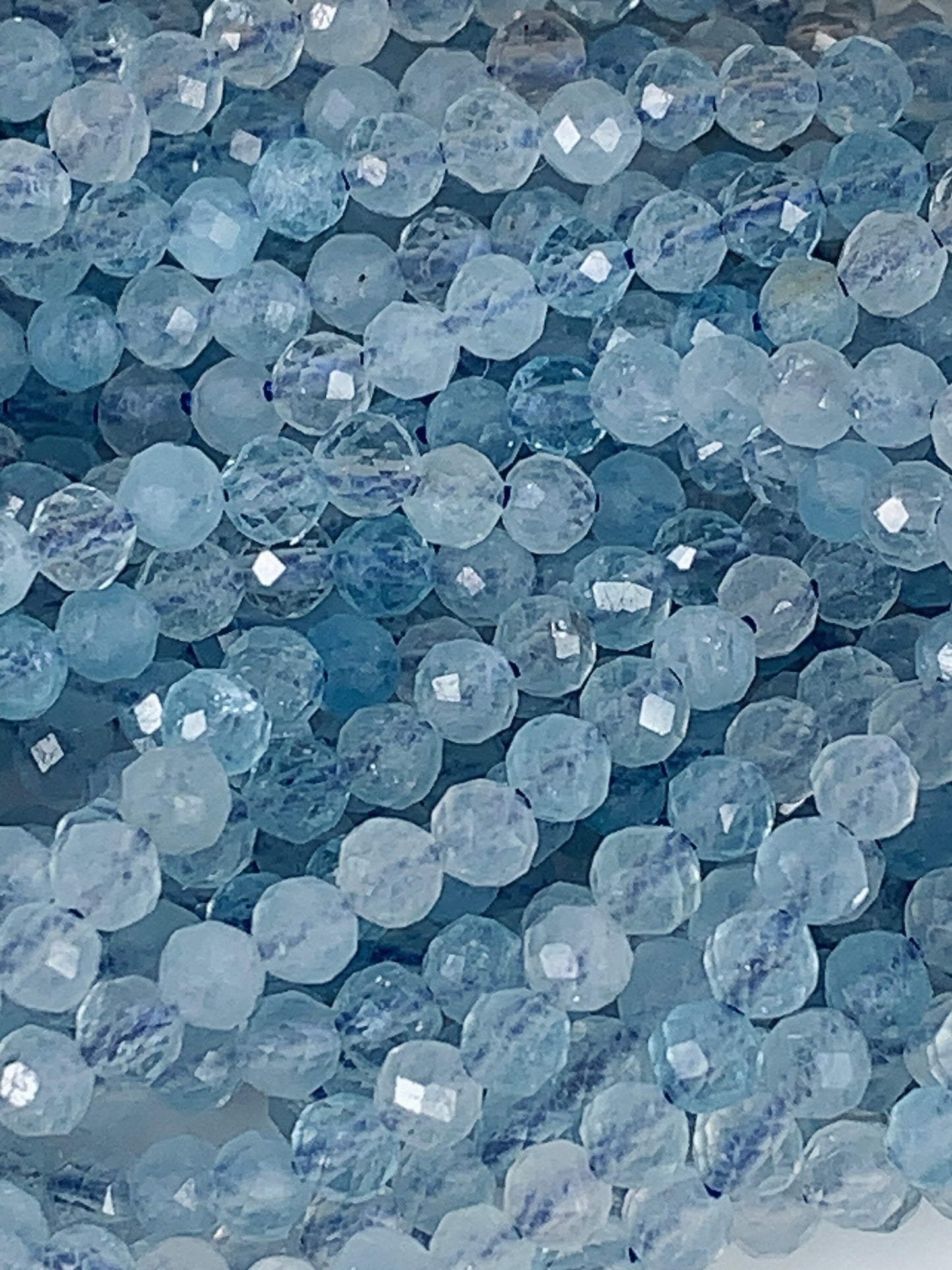 Genuine Natural Blue Topaz Faceted Round Beads 15.5" Strand 2mm 3mm 4mm