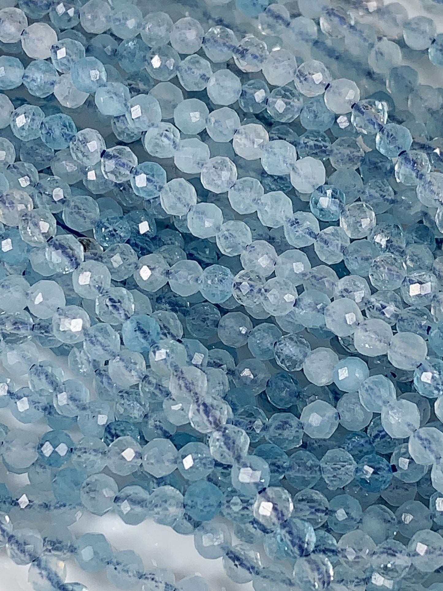 Genuine Natural Blue Topaz Faceted Round Beads 15.5" Strand 2mm 3mm 4mm