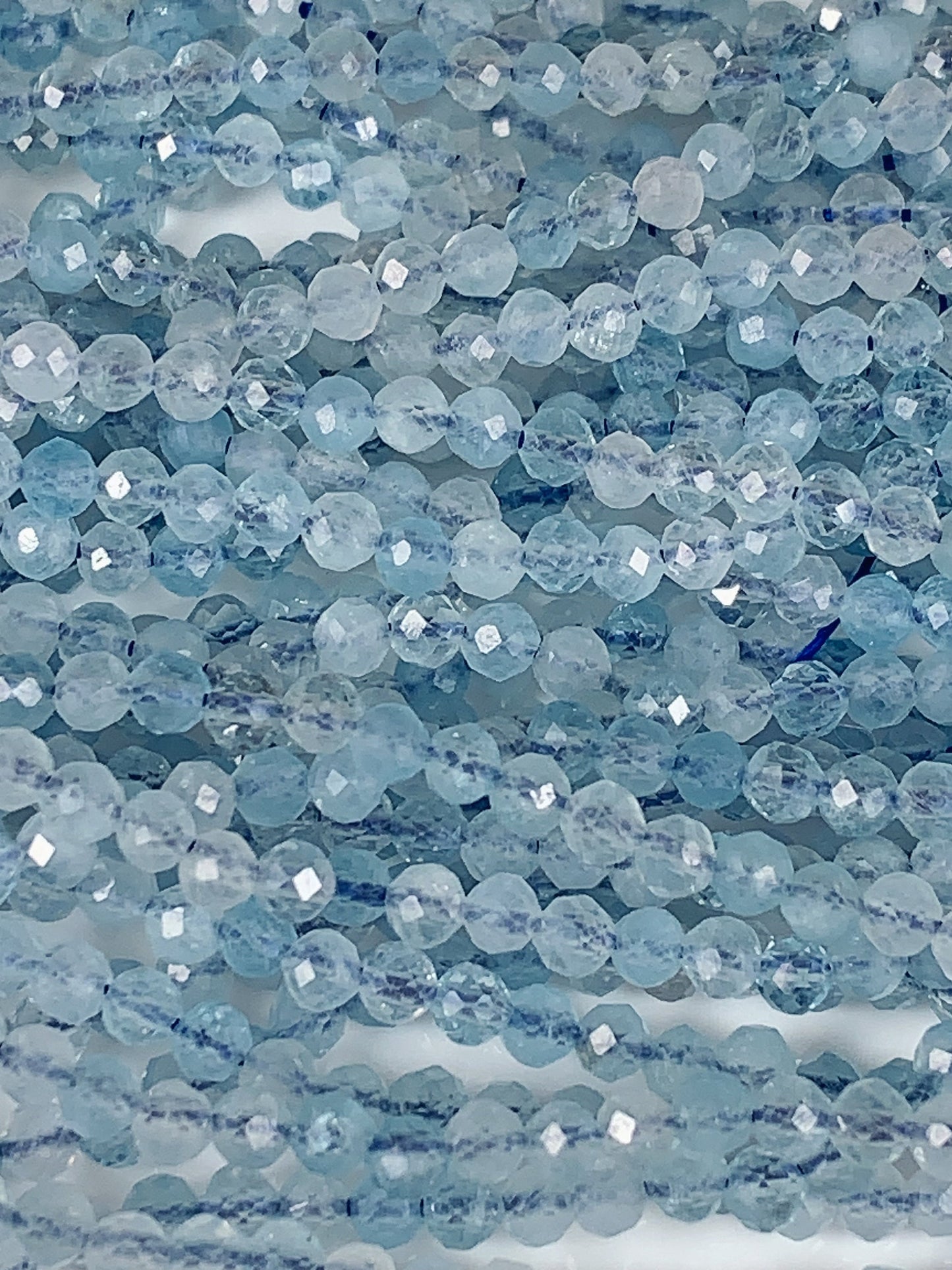 Genuine Natural Blue Topaz Faceted Round Beads 15.5" Strand 2mm 3mm 4mm