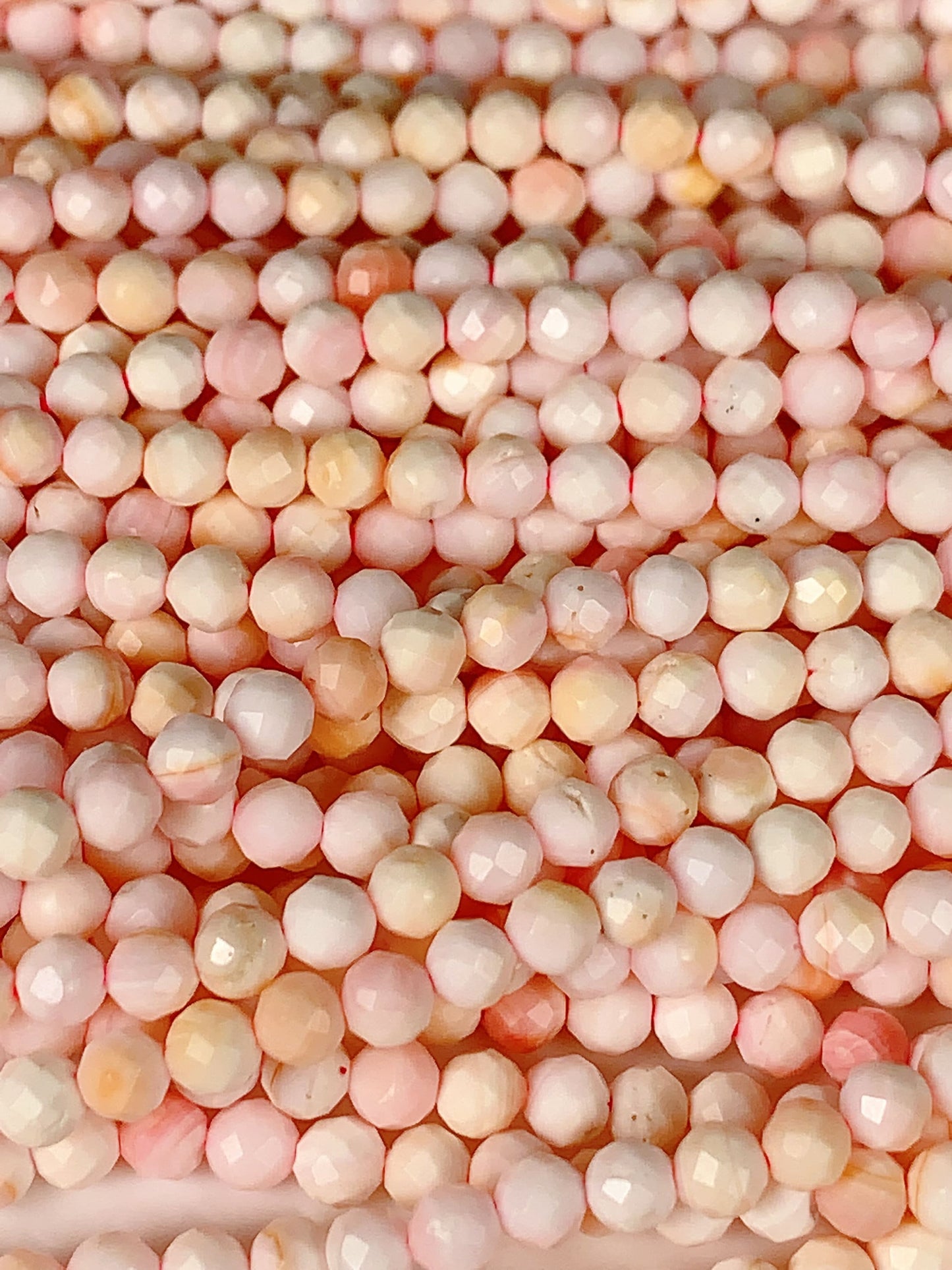 Genuine Natural Queen Conch Faceted Round Beads 15.5" Strand 2mm 3mm 4mm