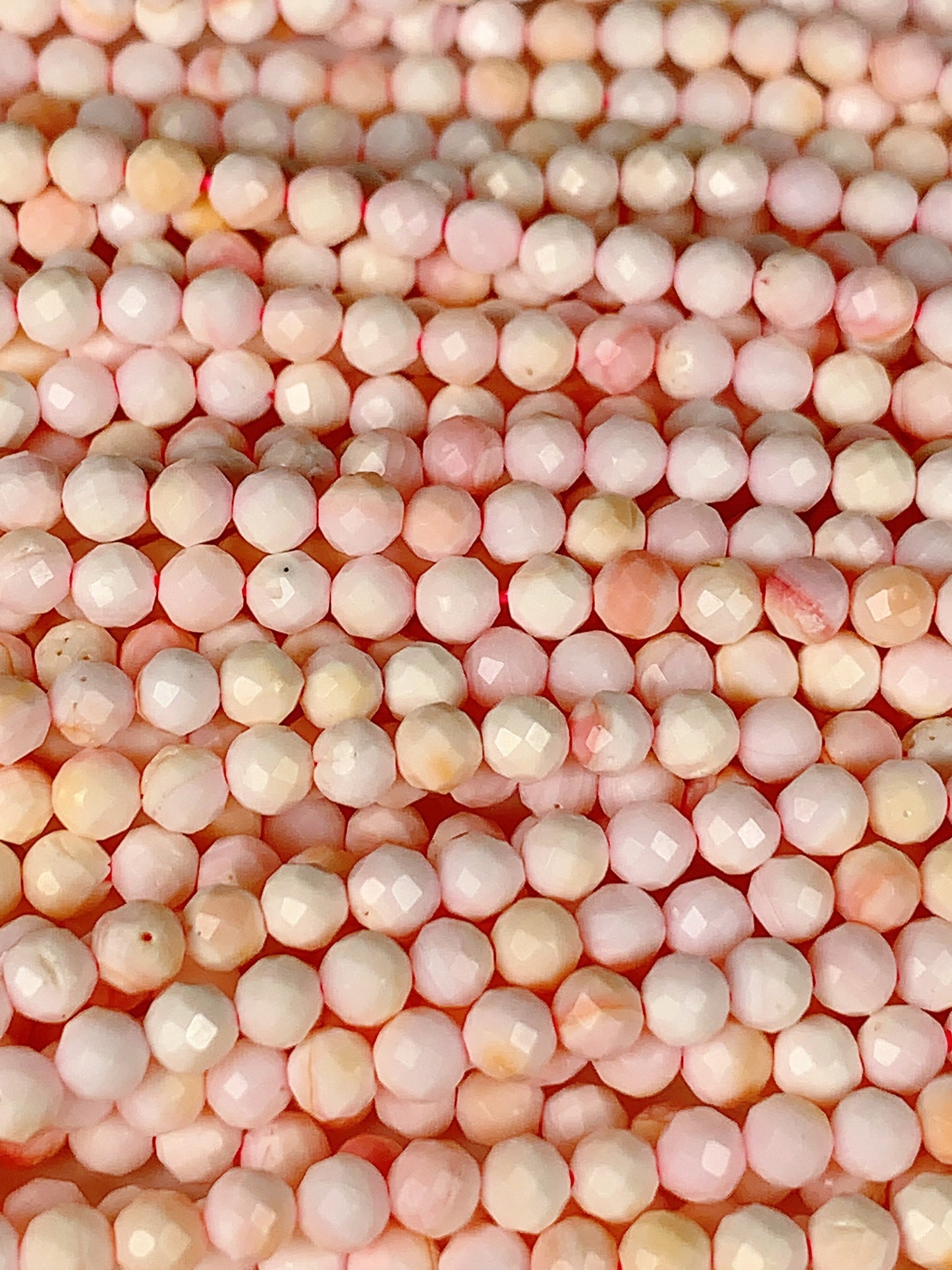 Genuine Natural Queen Conch Faceted Round Beads 15.5" Strand 2mm 3mm 4mm
