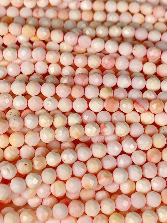 Genuine Natural Queen Conch Faceted Round Beads 15.5" Strand 2mm 3mm 4mm