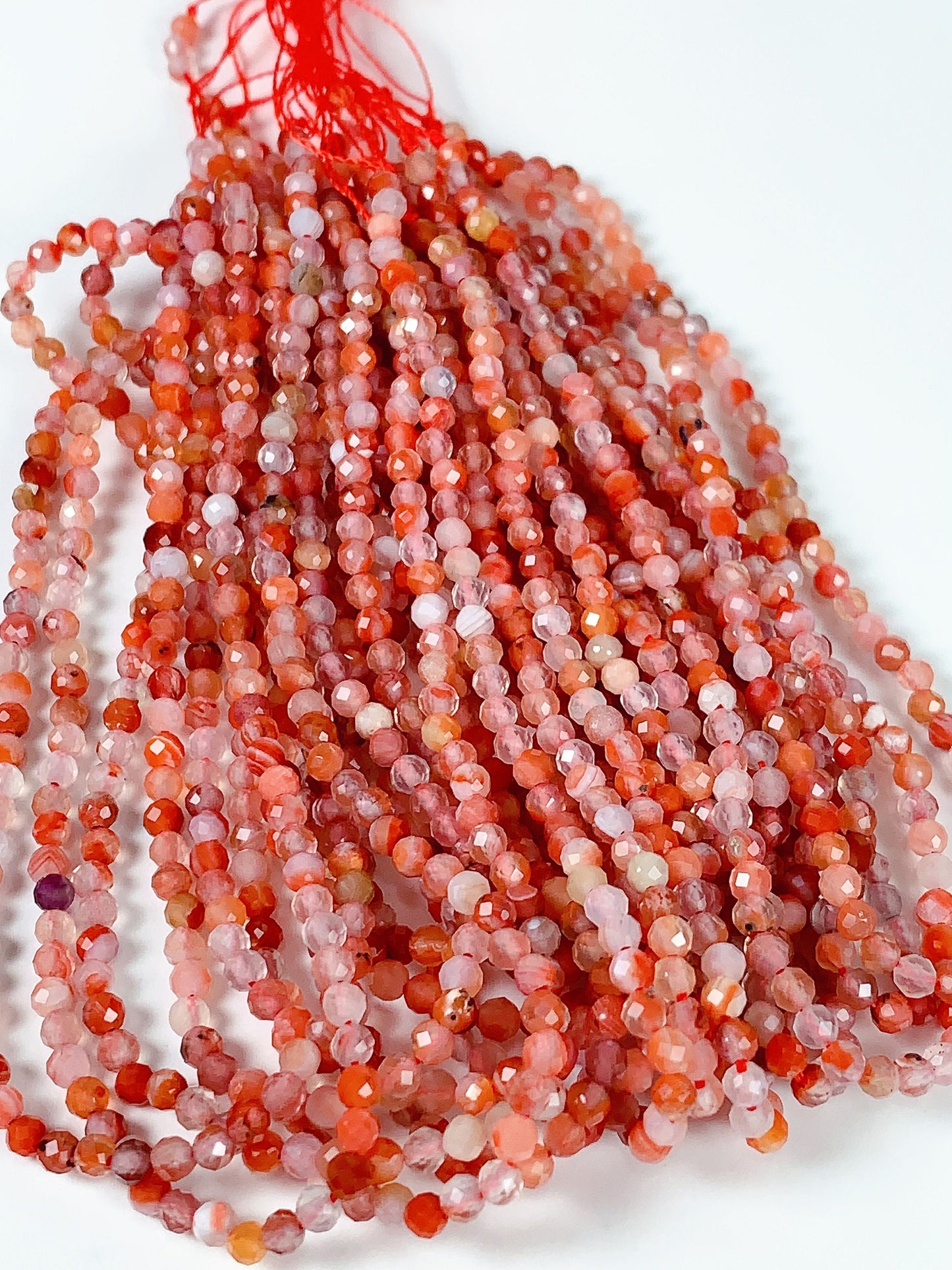 AAA Red Stripe Agate Faceted Round Beads: Natural Gemstone Strand