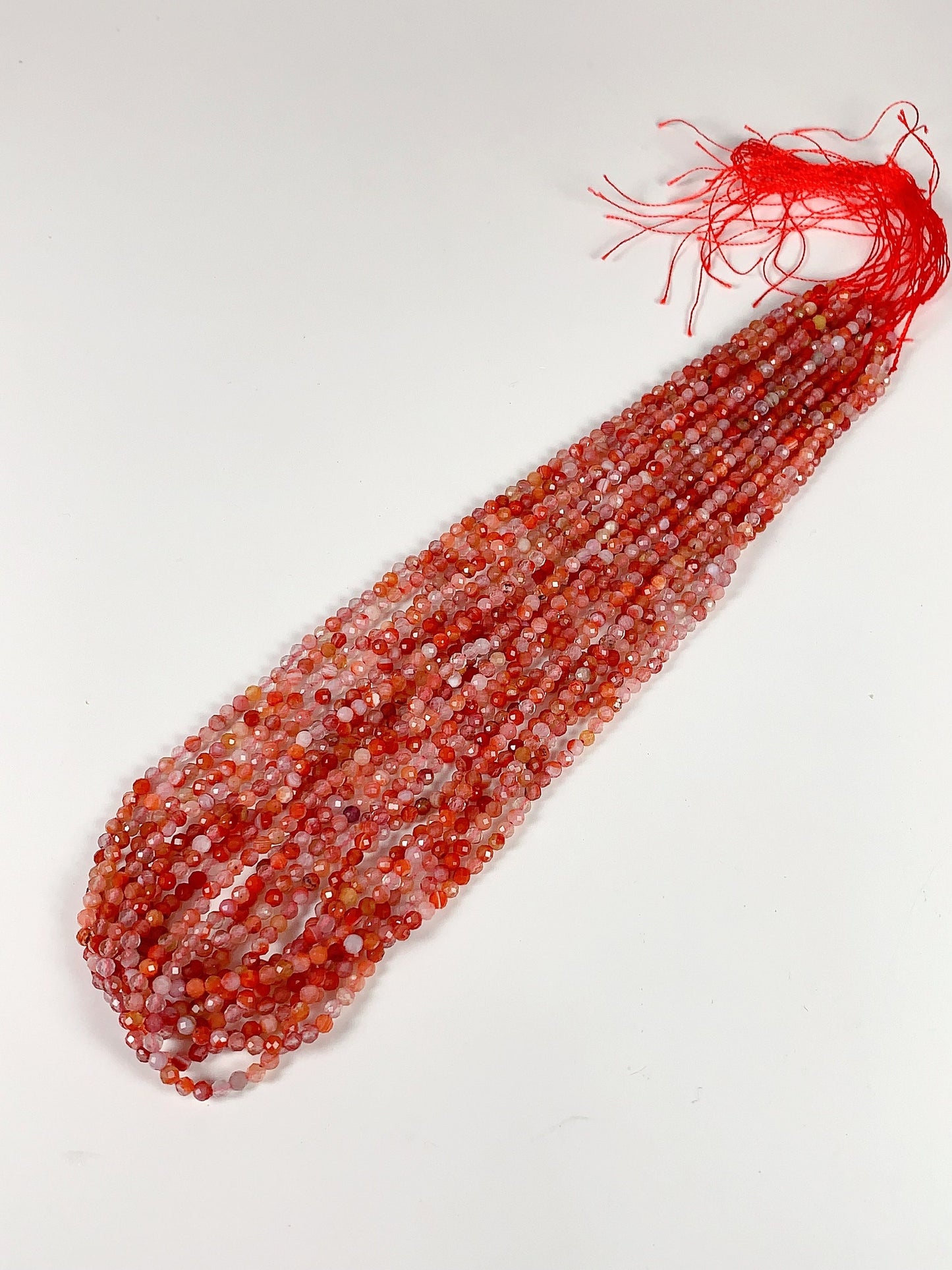 AAA Red Stripe Agate Faceted Round Beads: Natural Gemstone Strand