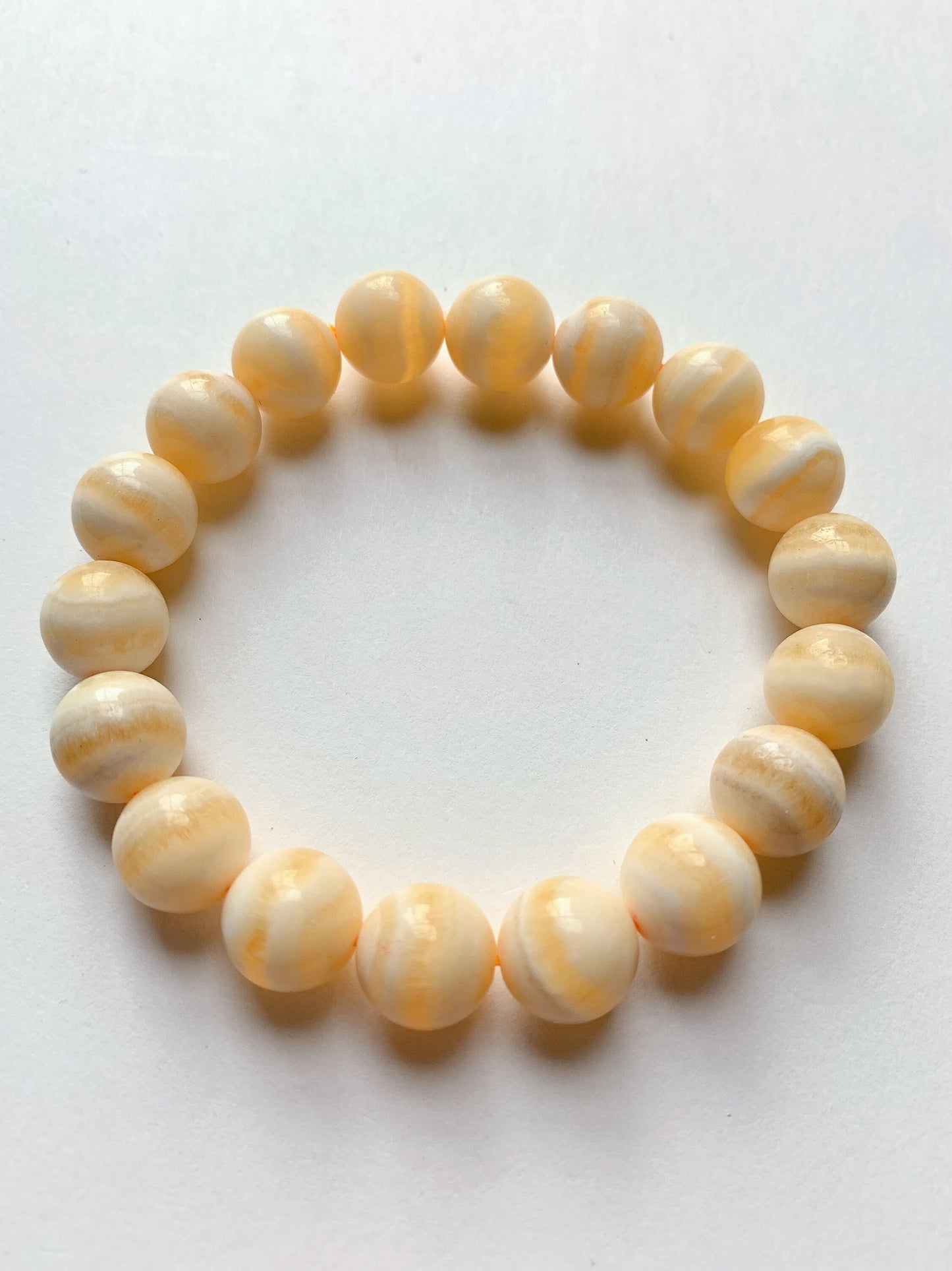AAA Honey Calcite Crystal Bracelet: Banded Yellow Gemstone, 6mm-8mm
