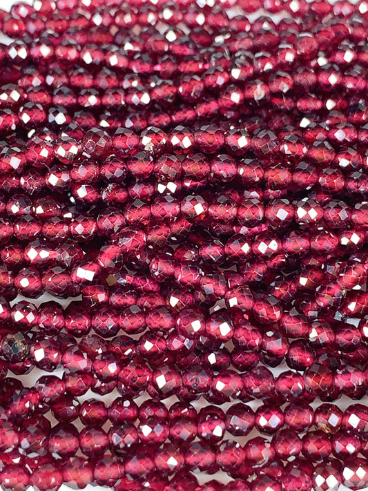 AAA Red Mozambique Garnet Faceted Round Beads: 2mm 3mm 4mm , 15.5" Strand
