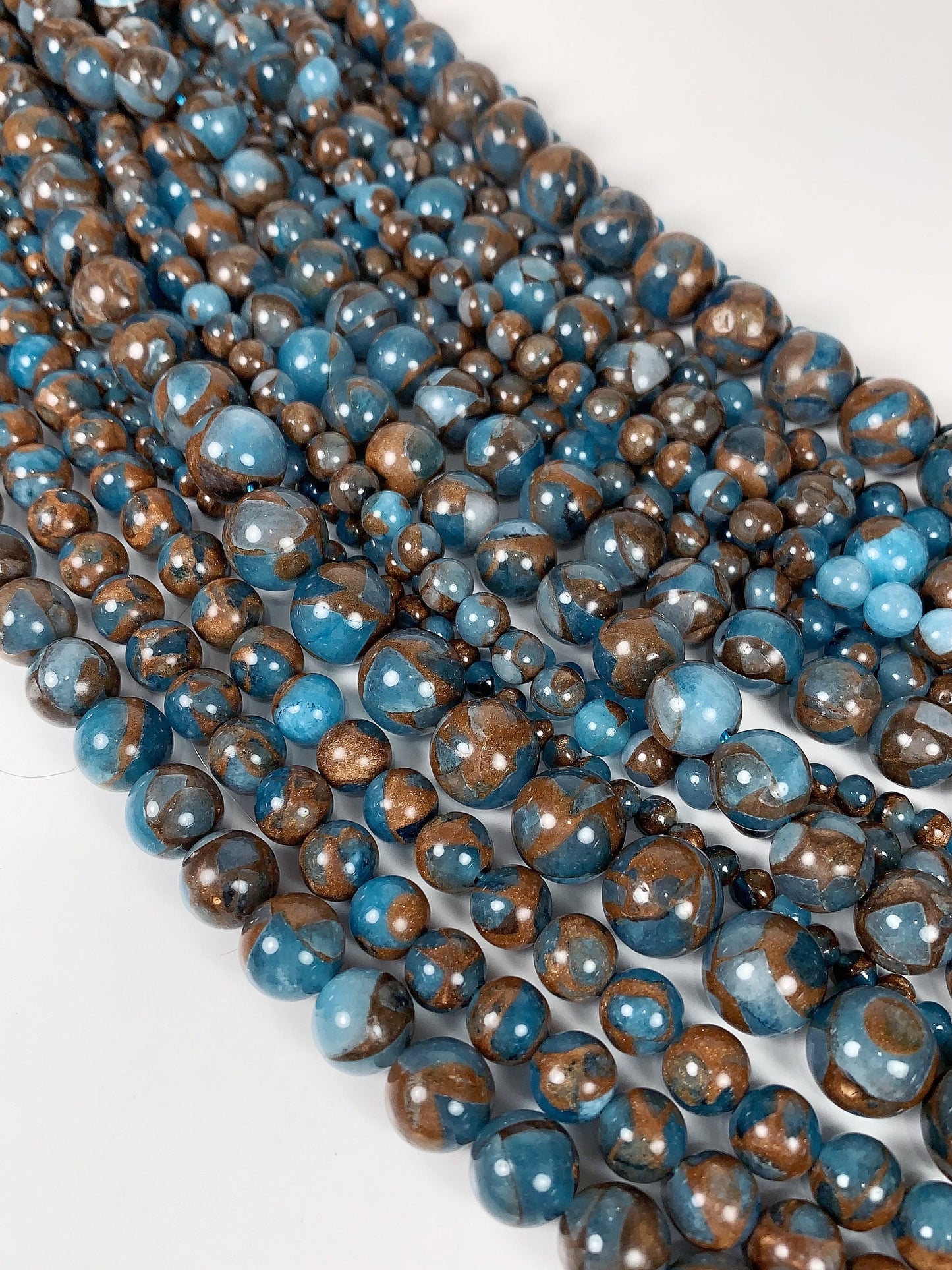 Blue Golden Impression Jasper Smooth Round Beads 15.5" Strand Gemstone  4mm 6mm 8mm 10mm