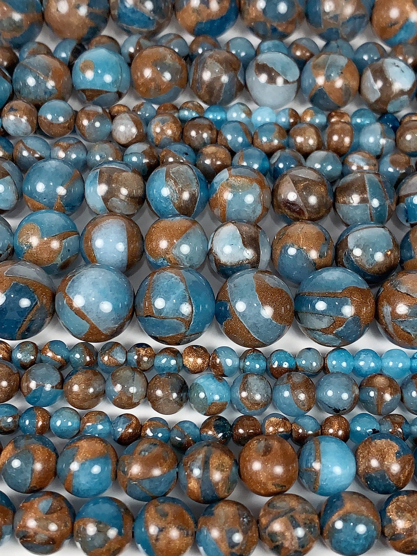 Blue Golden Impression Jasper Smooth Round Beads 15.5" Strand Gemstone  4mm 6mm 8mm 10mm