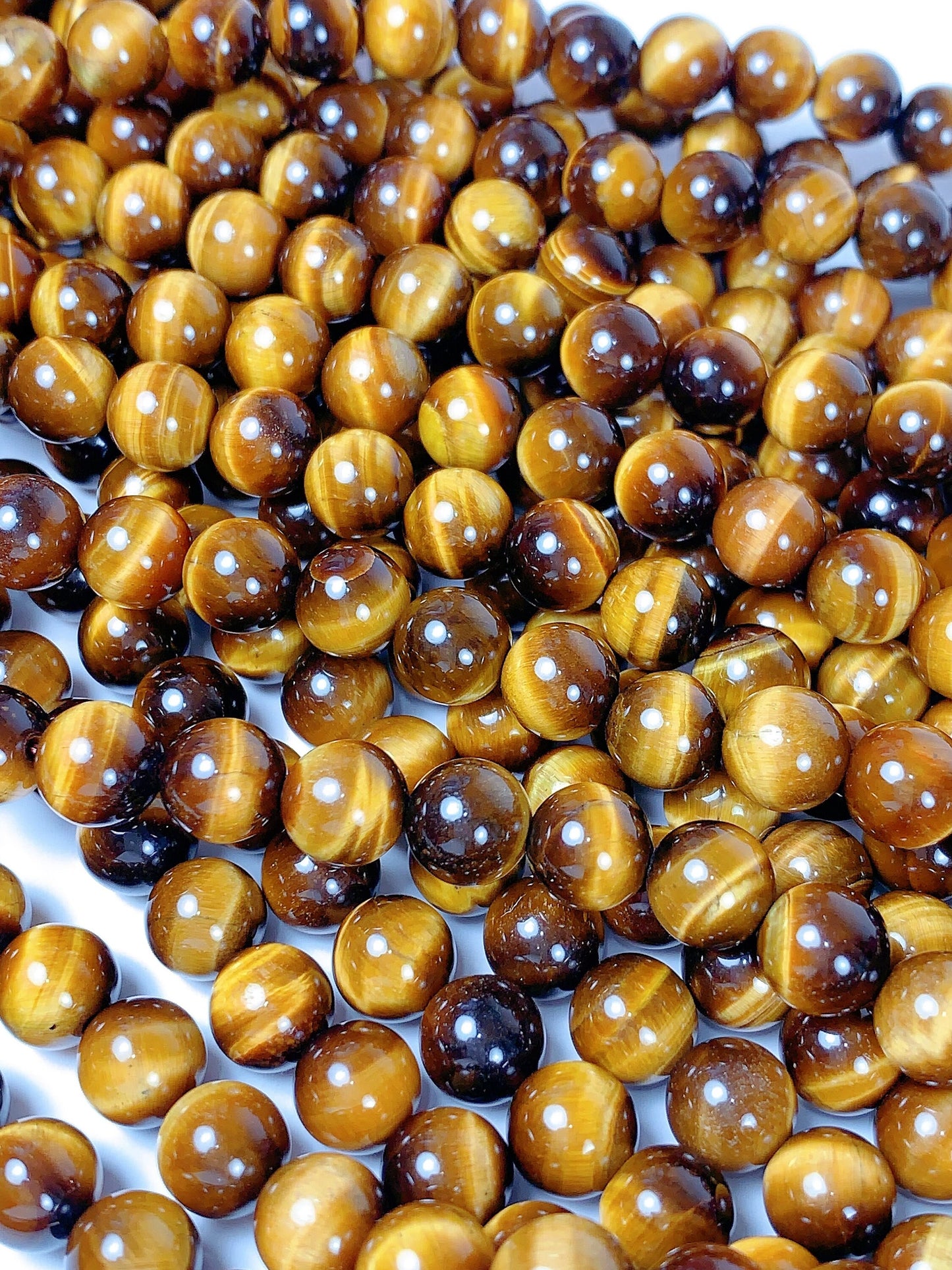 AAA Golden Yellow Tiger's Eye Beads: 6mm, 8mm, 10mm, 15.5" Strand
