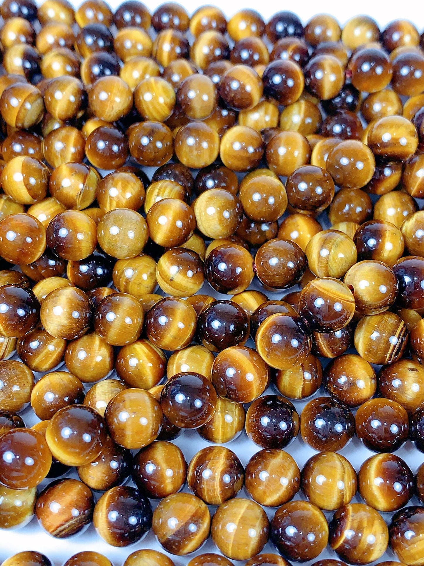 AAA Golden Yellow Tiger's Eye Beads: 6mm, 8mm, 10mm, 15.5" Strand