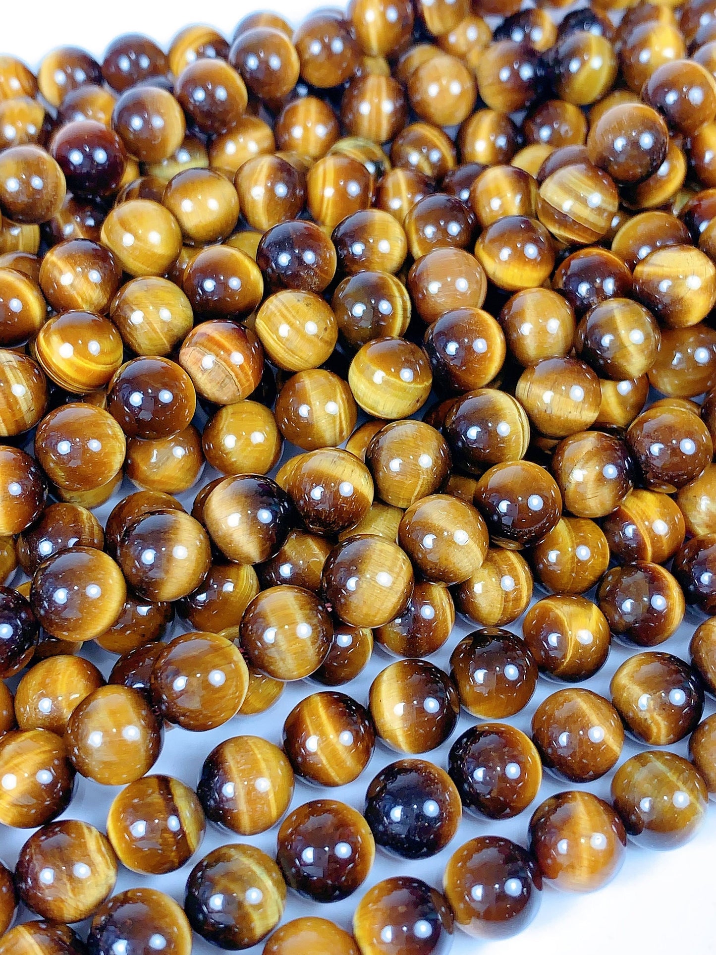AAA Golden Yellow Tiger's Eye Beads: 6mm, 8mm, 10mm, 15.5" Strand