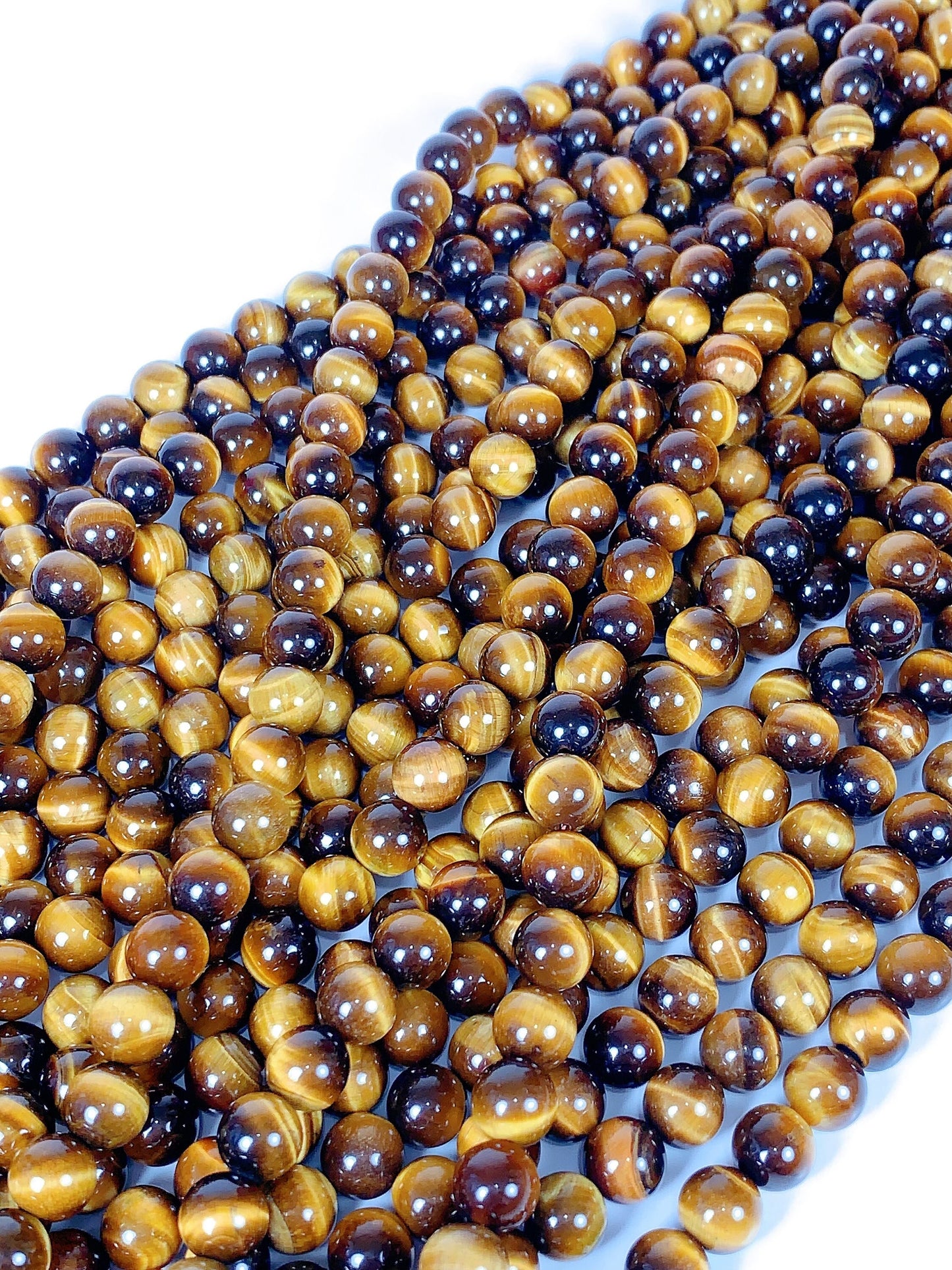 AAA Golden Yellow Tiger's Eye Beads: 6mm, 8mm, 10mm, 15.5" Strand