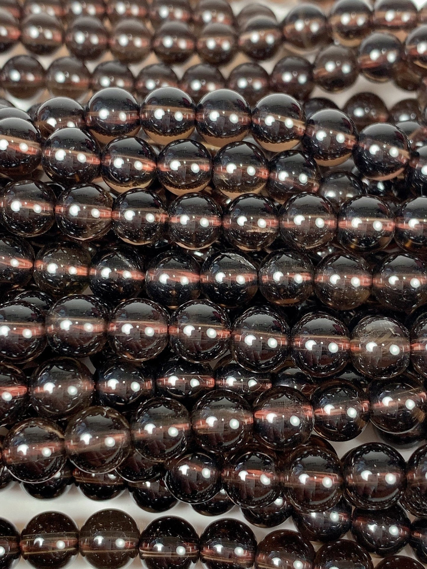 AAA Smoky Quartz Smooth Round Beads: Natural Brown Gemstone Strand (15.5")