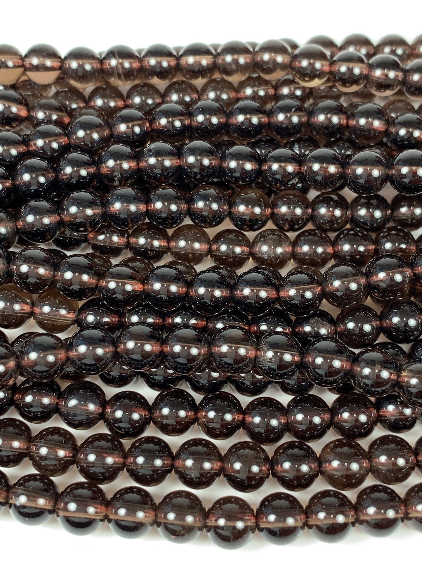 AAA Smoky Quartz Smooth Round Beads: Natural Brown Gemstone Strand (15.5")