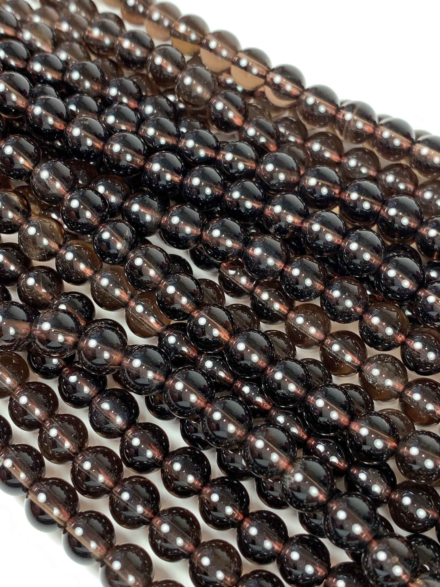 AAA Smoky Quartz Smooth Round Beads: Natural Brown Gemstone Strand (15.5")