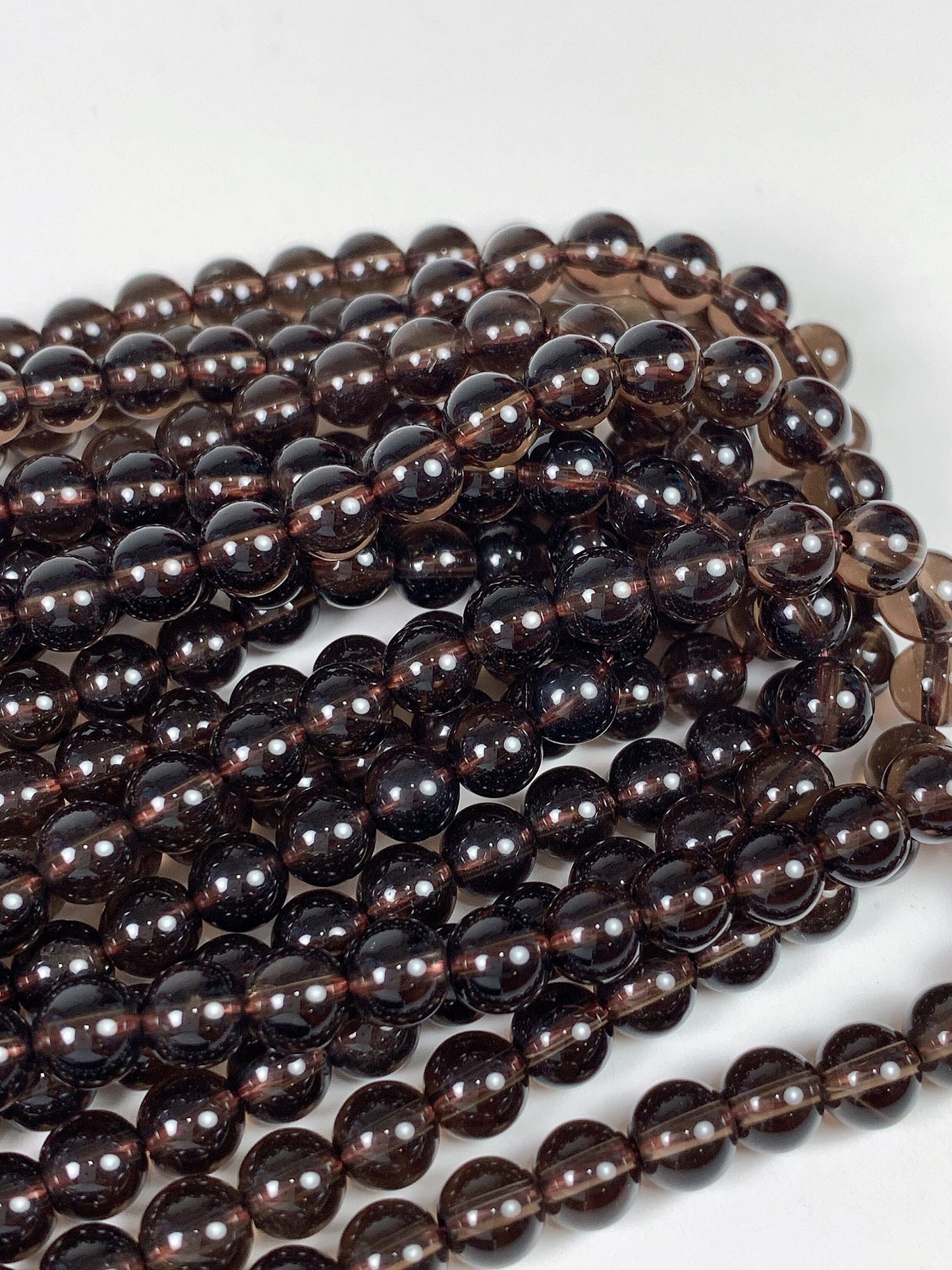 AAA Smoky Quartz Smooth Round Beads: Natural Brown Gemstone Strand (15.5")