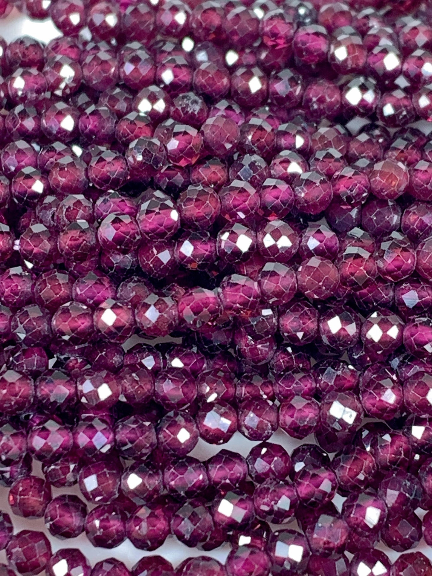 AAA Natural Mozambique Purple Garnet Faceted Round Beads 15.5" Strand Gemstone
