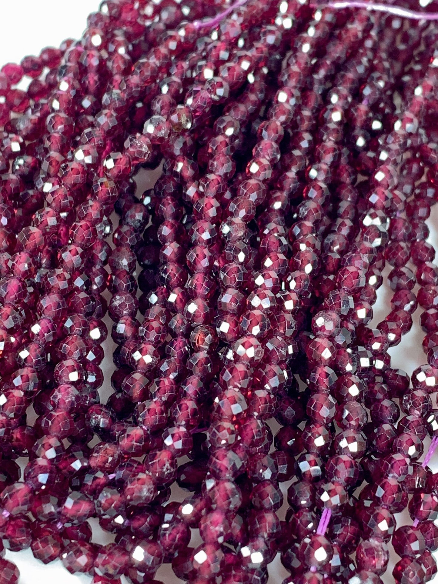 AAA Natural Mozambique Purple Garnet Faceted Round Beads 15.5" Strand Gemstone