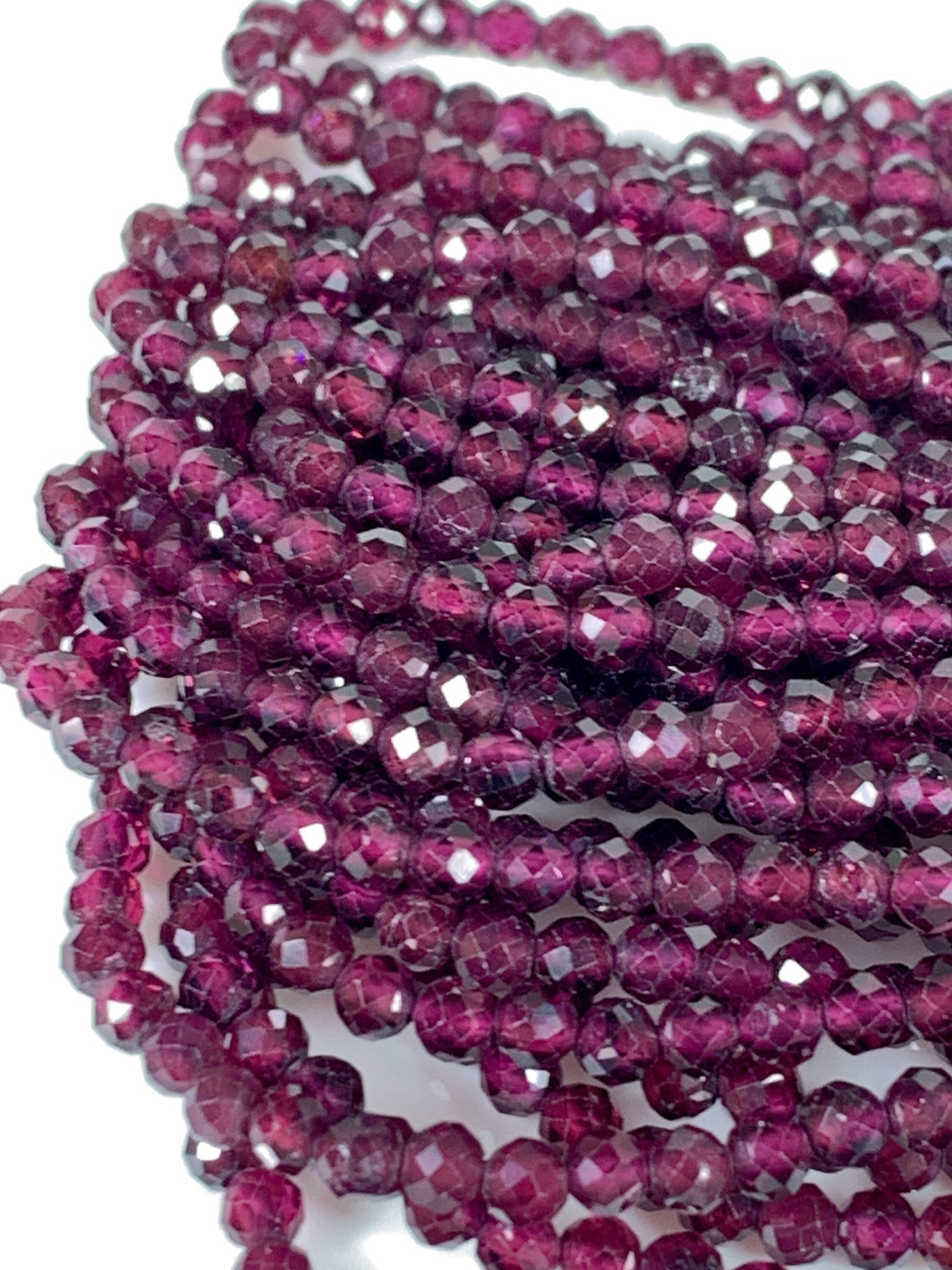 AAA Natural Mozambique Purple Garnet Faceted Round Beads 15.5" Strand Gemstone