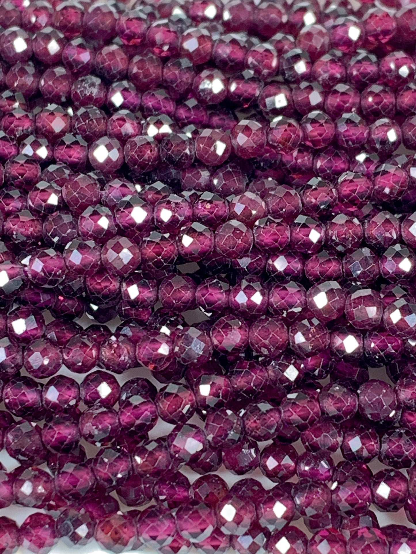AAA Natural Mozambique Purple Garnet Faceted Round Beads 15.5" Strand Gemstone