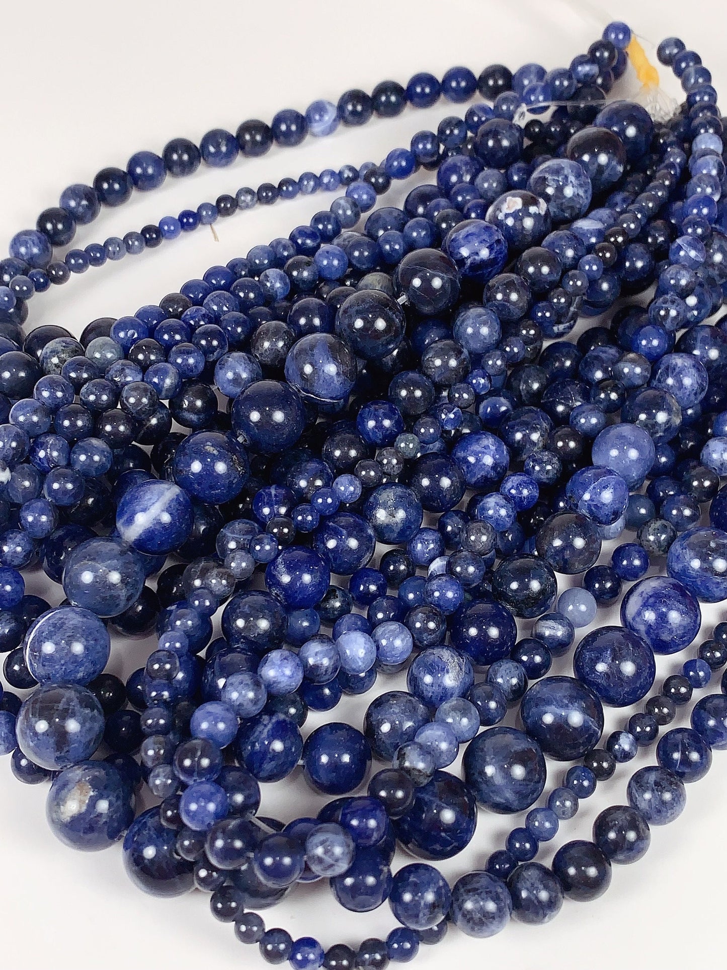 Natural Blue Sodalite Beads: Smooth Round Gemstone Strand (15")