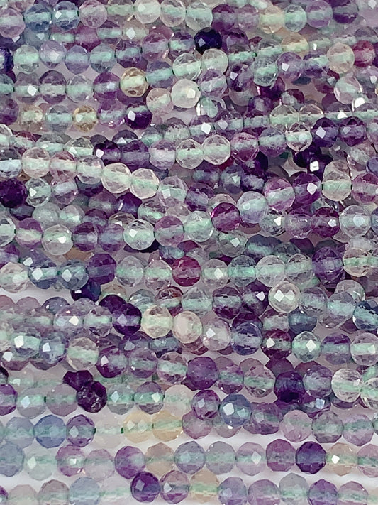 Grade AAA Genuine Natural Fluorite Faceted Round Beads 15.5" Strand 2mm 3mm 4mm