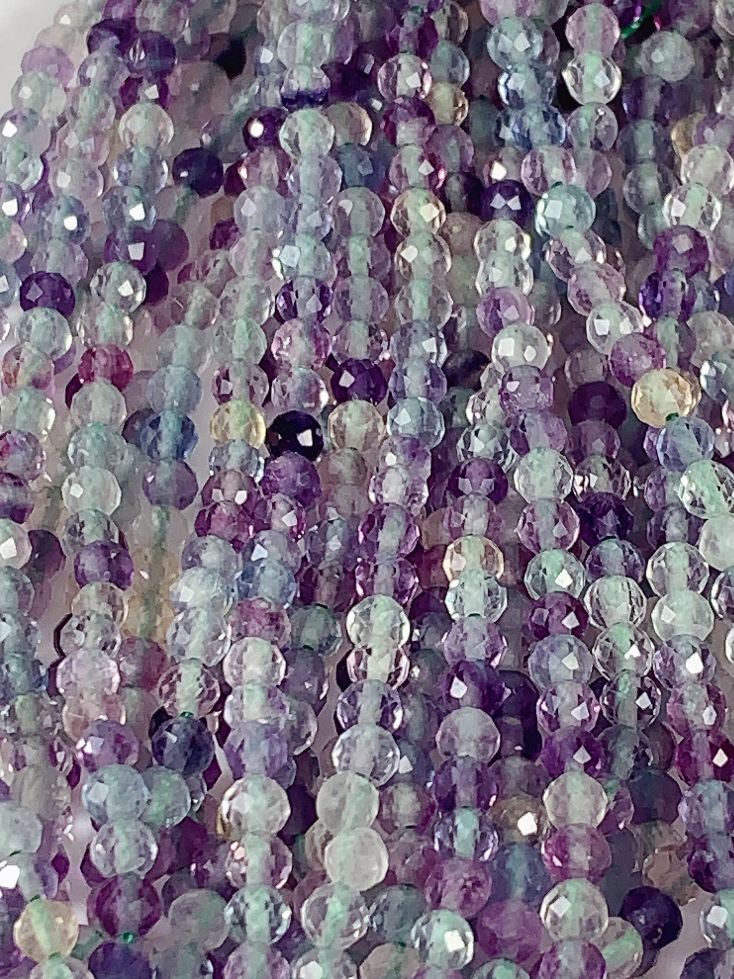 Grade AAA Genuine Natural Fluorite Faceted Round Beads 15.5" Strand 2mm 3mm 4mm