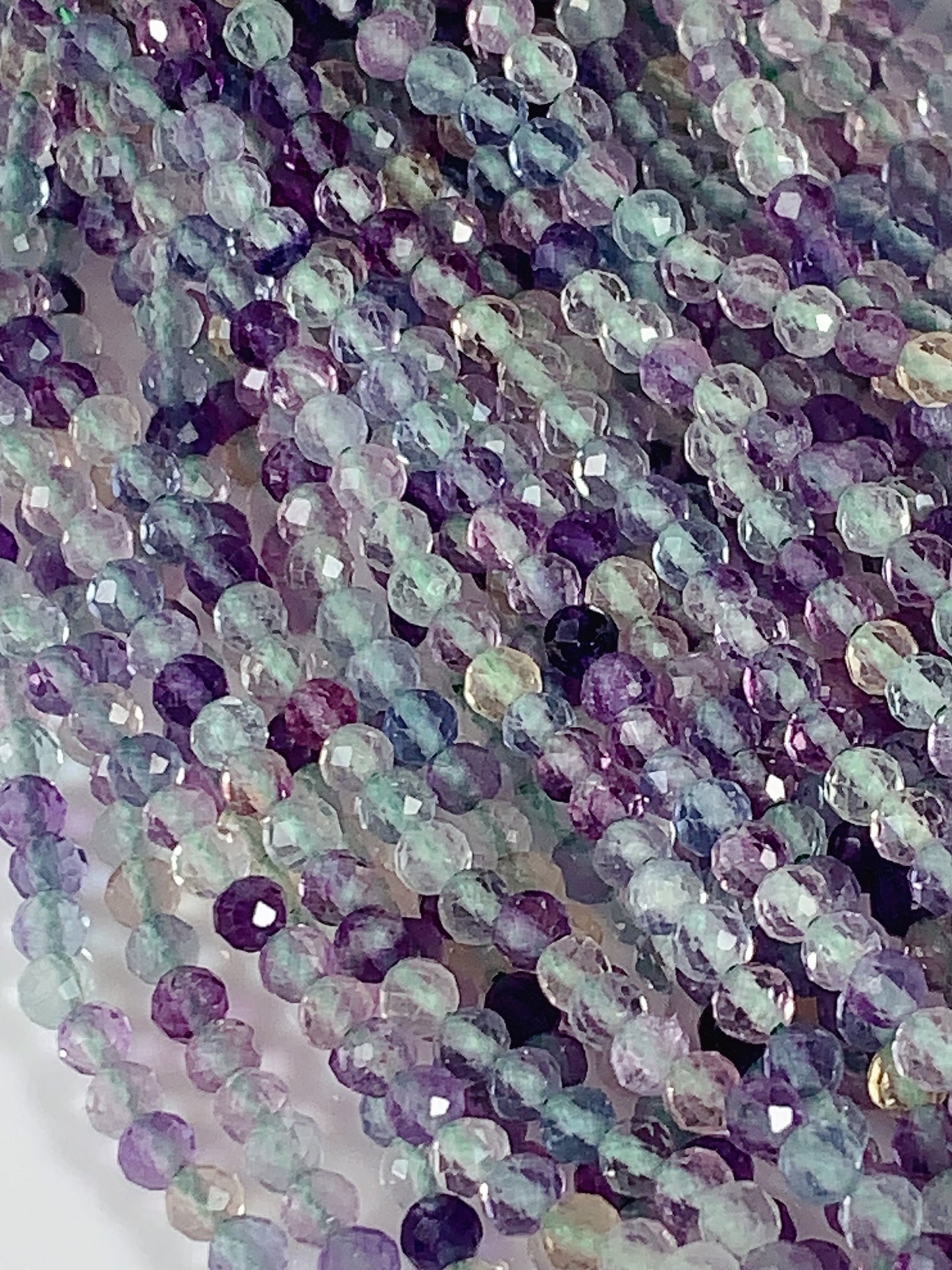 Grade AAA Genuine Natural Fluorite Faceted Round Beads 15.5" Strand 2mm 3mm 4mm