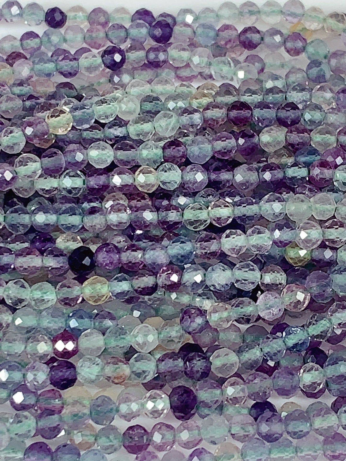 Grade AAA Genuine Natural Fluorite Faceted Round Beads 15.5" Strand 2mm 3mm 4mm