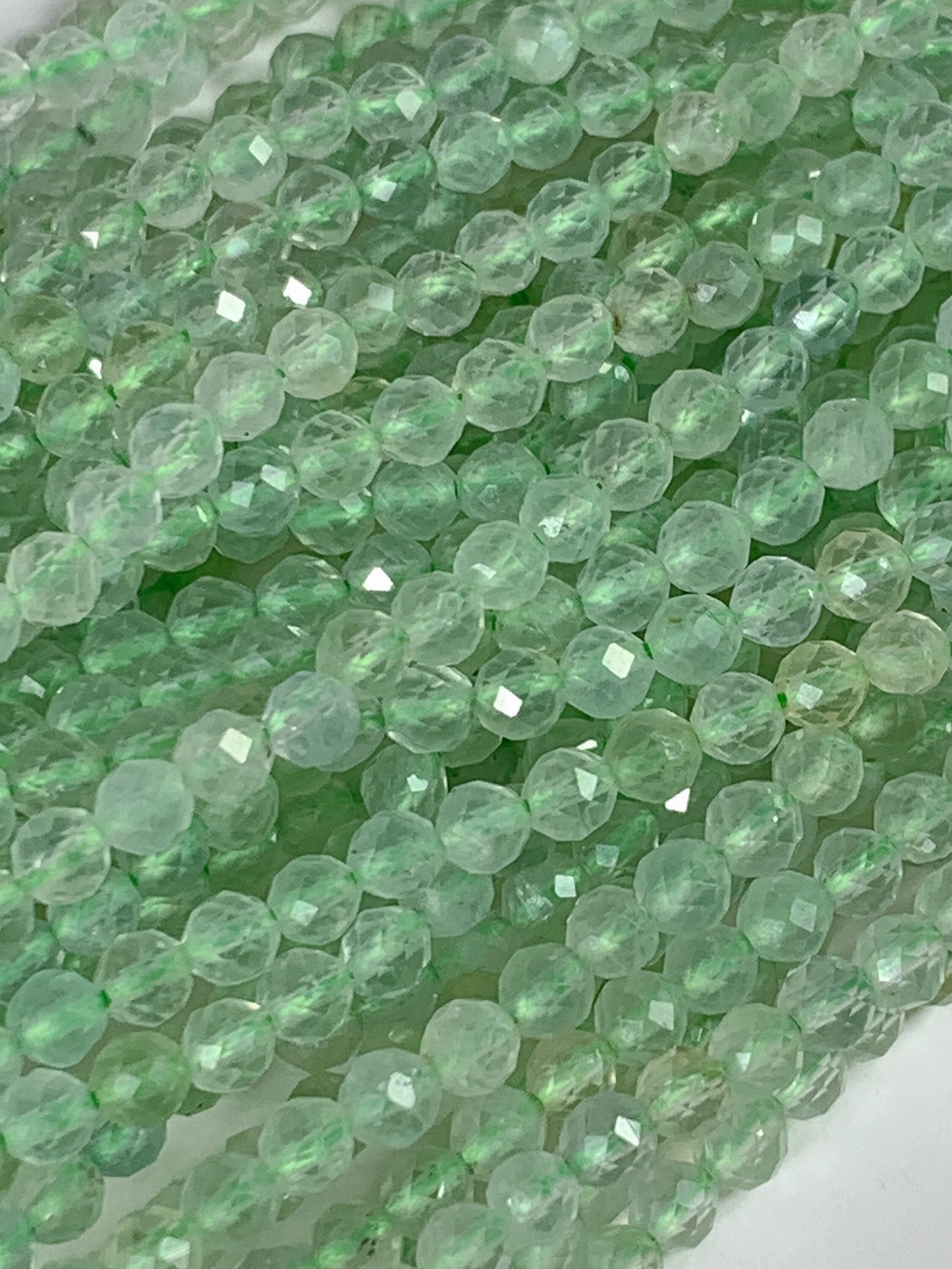 Grade AAA Genuine Natural Green Fluorite Faceted Round Beads 15.5" Strand 2mm 3mm 4mm