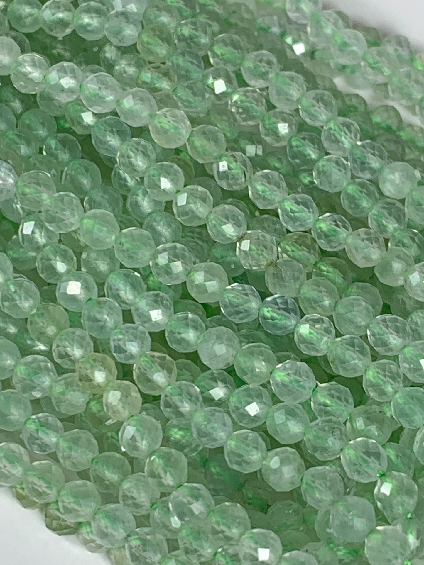 Grade AAA Genuine Natural Green Fluorite Faceted Round Beads 15.5" Strand 2mm 3mm 4mm