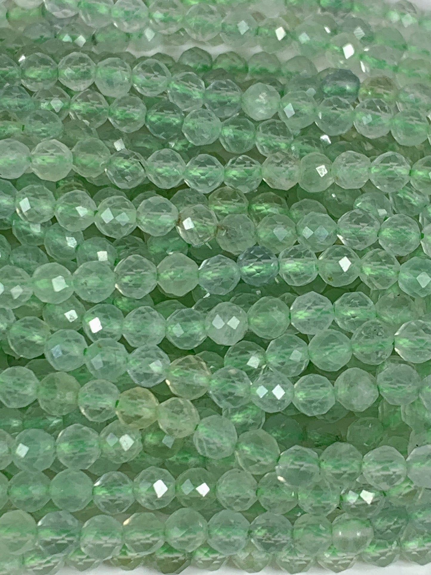 Grade AAA Genuine Natural Green Fluorite Faceted Round Beads 15.5" Strand 2mm 3mm 4mm