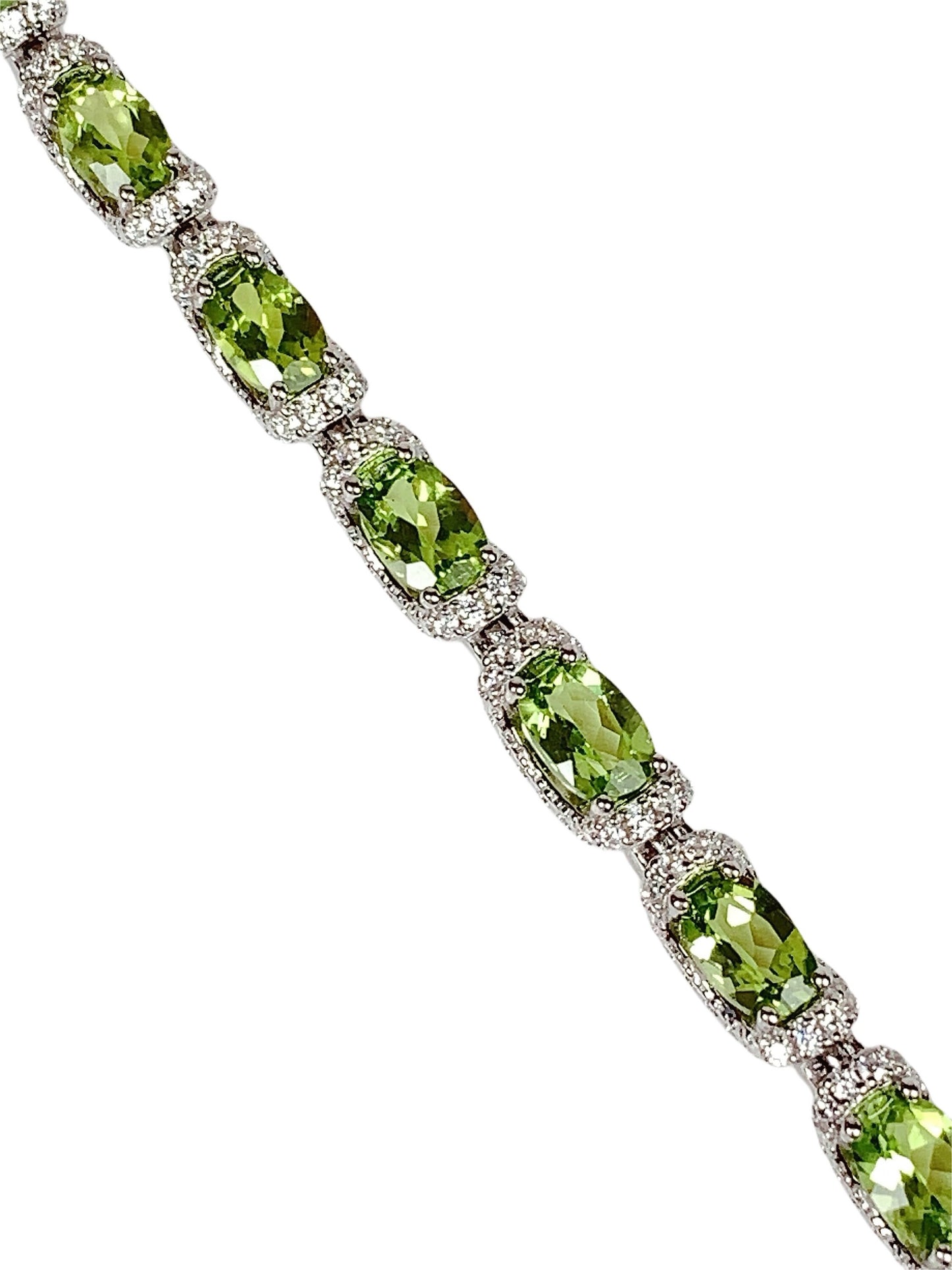Grade AAA Genuine Natural Peridot 18k 925 Sterling Silver Bracelet Gemstone