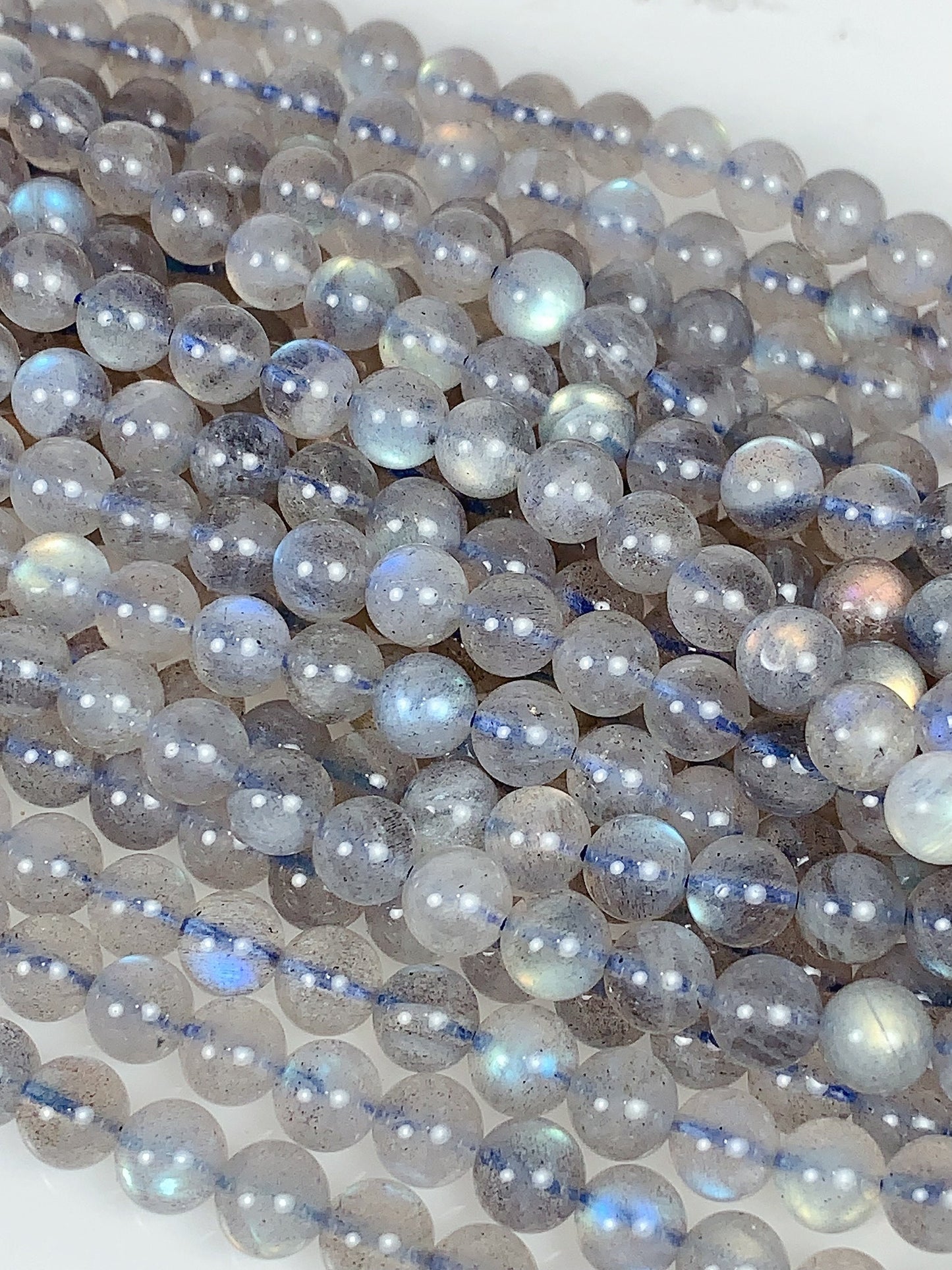 AAA Natural Blue Rainbow Gray Labradorite Smooth Round Beads 15.5" Strand Gemstone 2mm 3mm 4mm 6mm 8mm 10mm 12mm 14mm 16mm 18mm 20mm