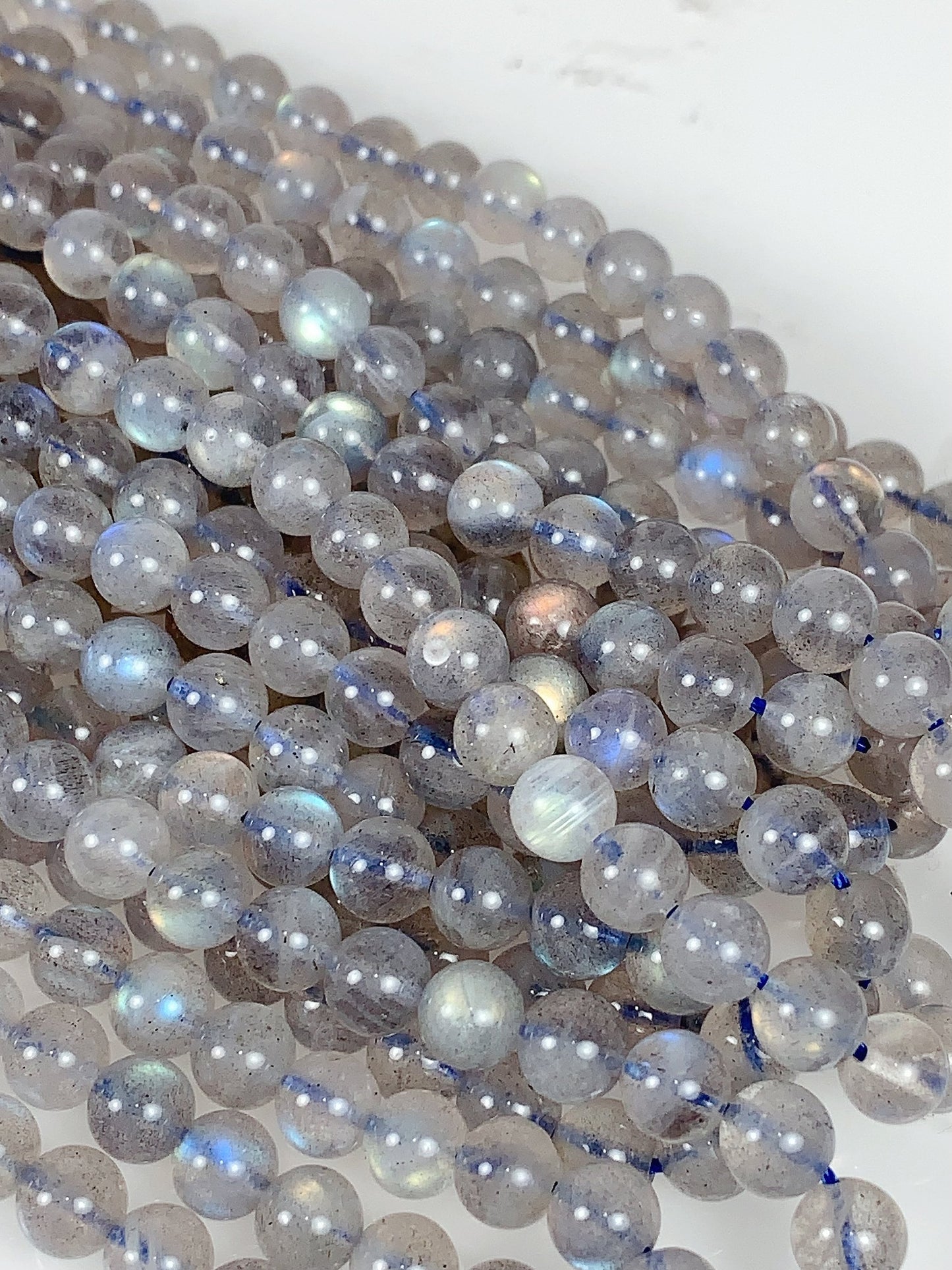 AAA Natural Blue Rainbow Gray Labradorite Smooth Round Beads 15.5" Strand Gemstone 2mm 3mm 4mm 6mm 8mm 10mm 12mm 14mm 16mm 18mm 20mm