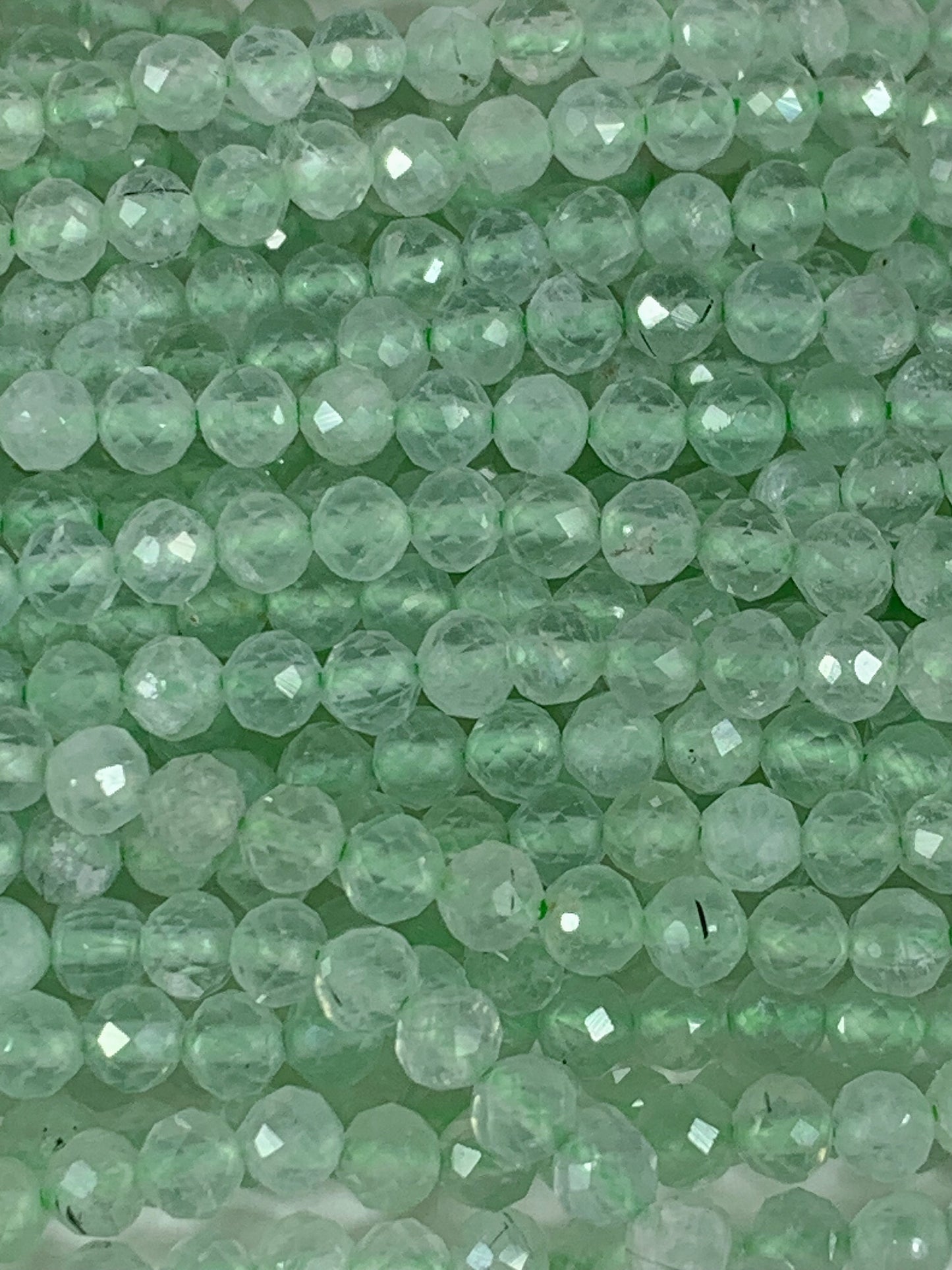 Faceted Green Prehnite Beads: Natural Gemstone Strand (2mm 3mm 4mm)
