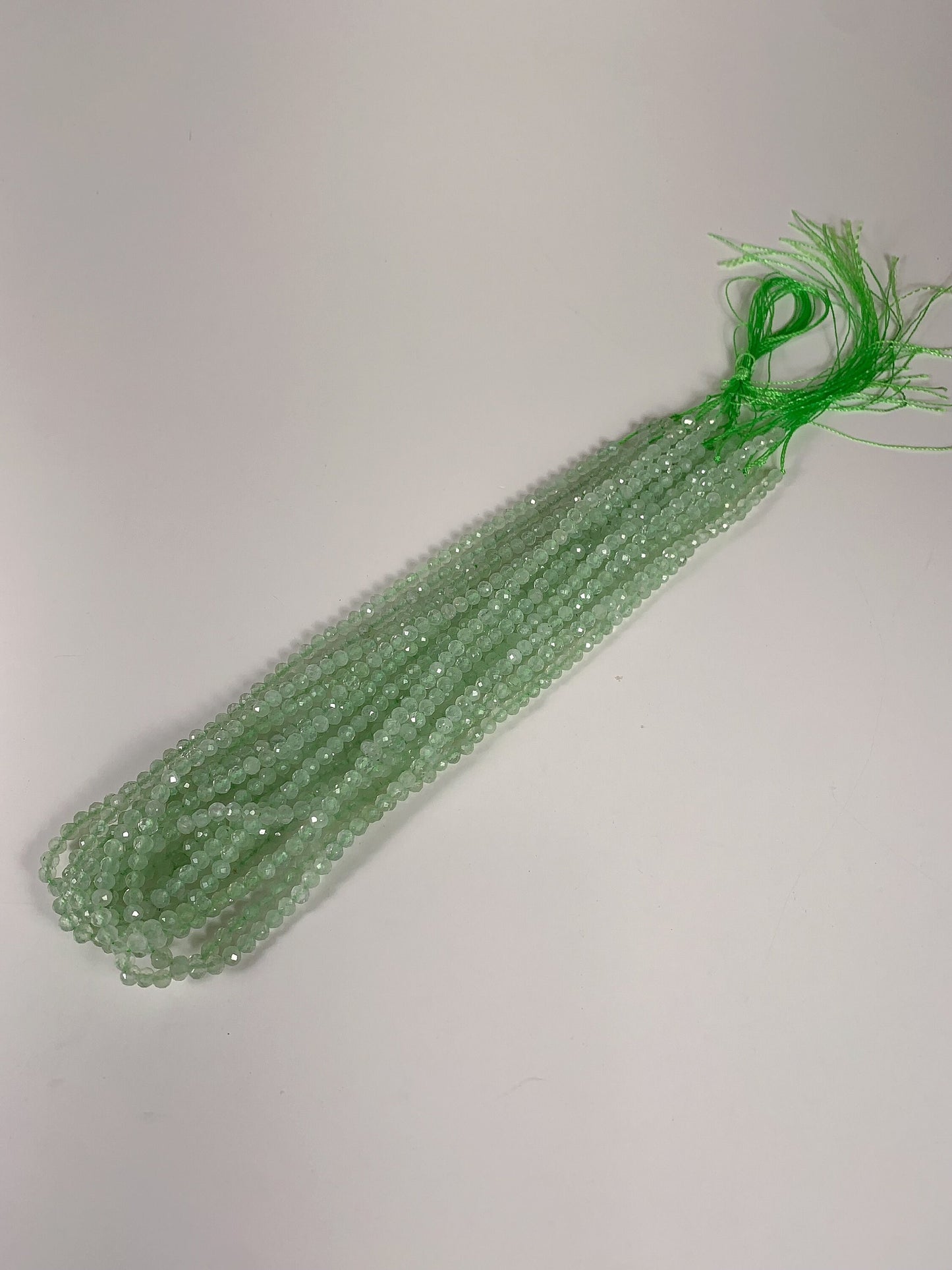 Faceted Green Prehnite Beads: Natural Gemstone Strand (2mm 3mm 4mm)