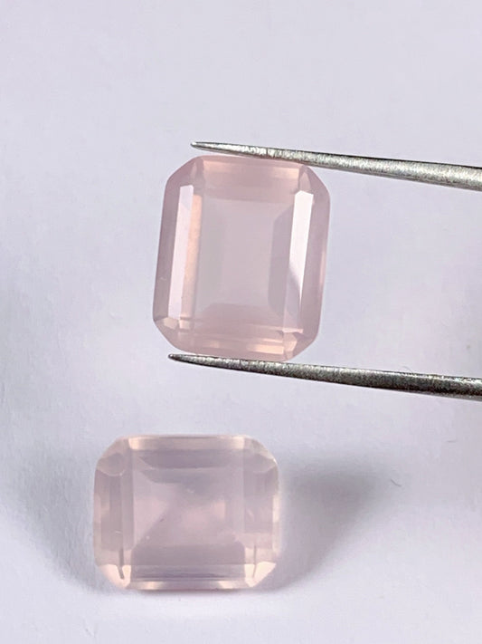 AAA Rose Quartz Gemstone: Natural Emerald Cut (10mm X 12mm)