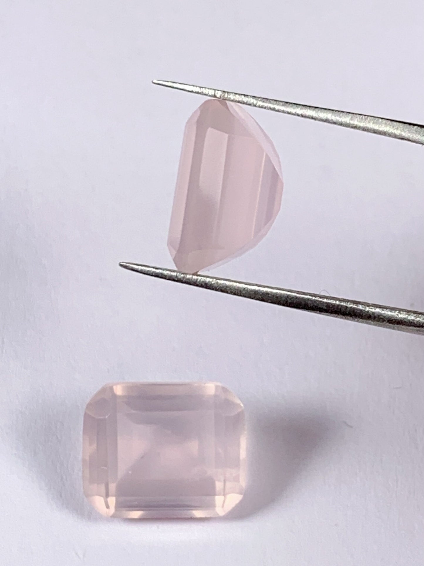 AAA Rose Quartz Gemstone: Natural Emerald Cut (10mm X 12mm)