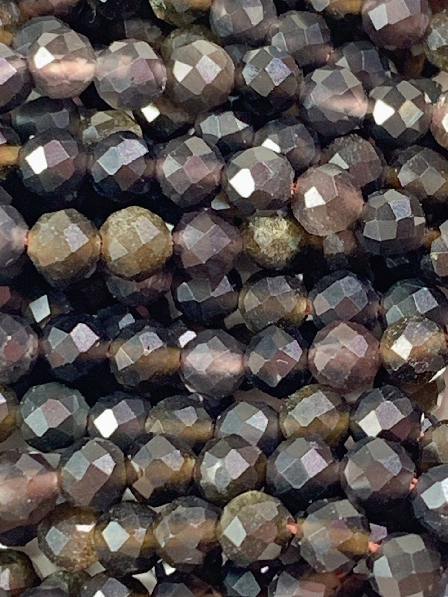 Grade AAA Genuine Natural Rainbow Obsidian  Faceted Round Beads 15.5" Strand 2mm 3mm 4mm