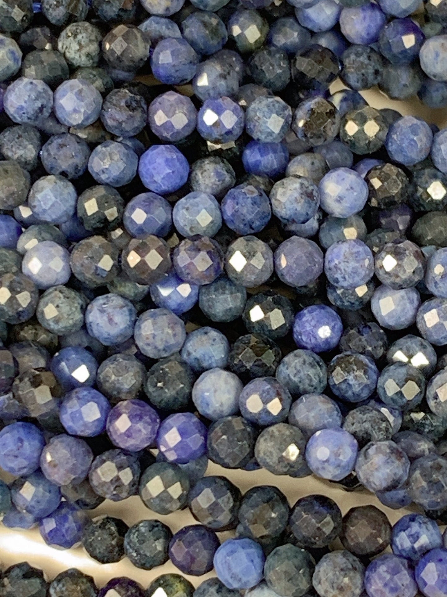 Genuine Natural Africa Blue Jasper Faceted Round Beads 15.5" Strand 2mm 3mm 4mm