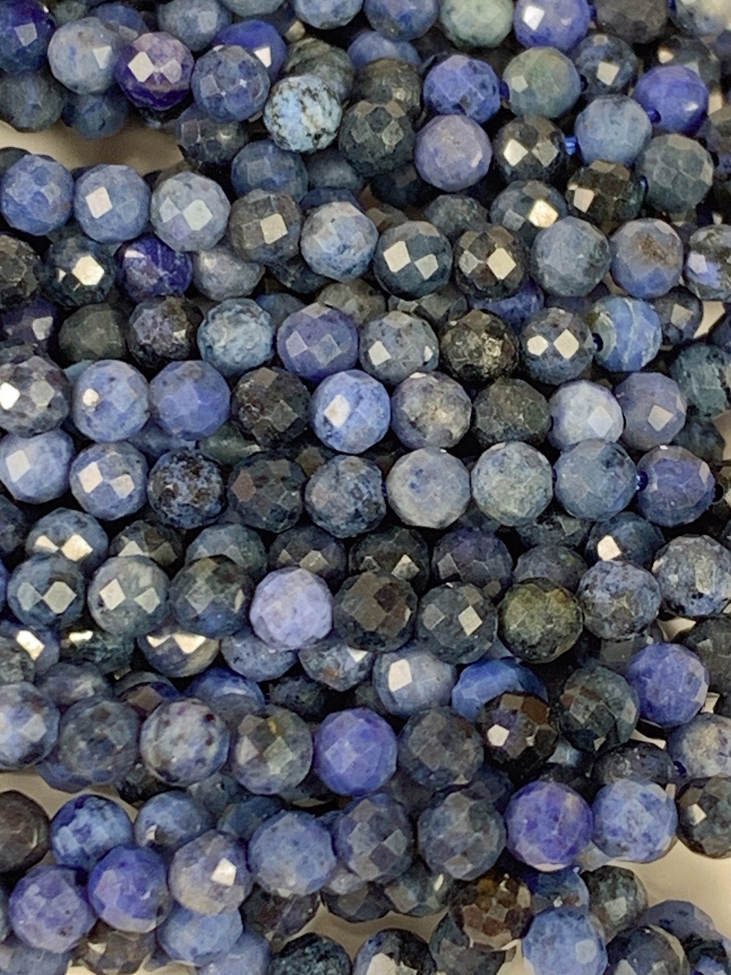 Genuine Natural Africa Blue Jasper Faceted Round Beads 15.5" Strand 2mm 3mm 4mm